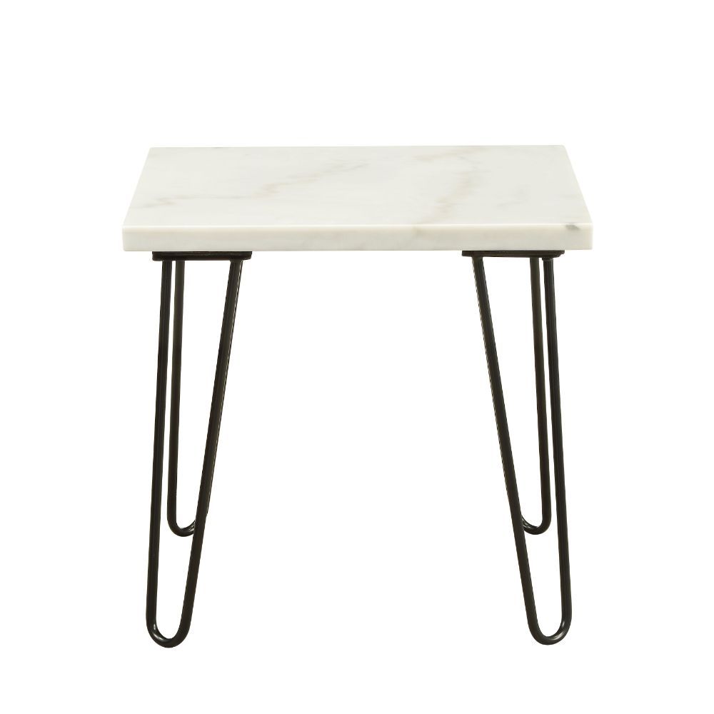 Telestis - End Table - White Marble Top & Black, white, view 6