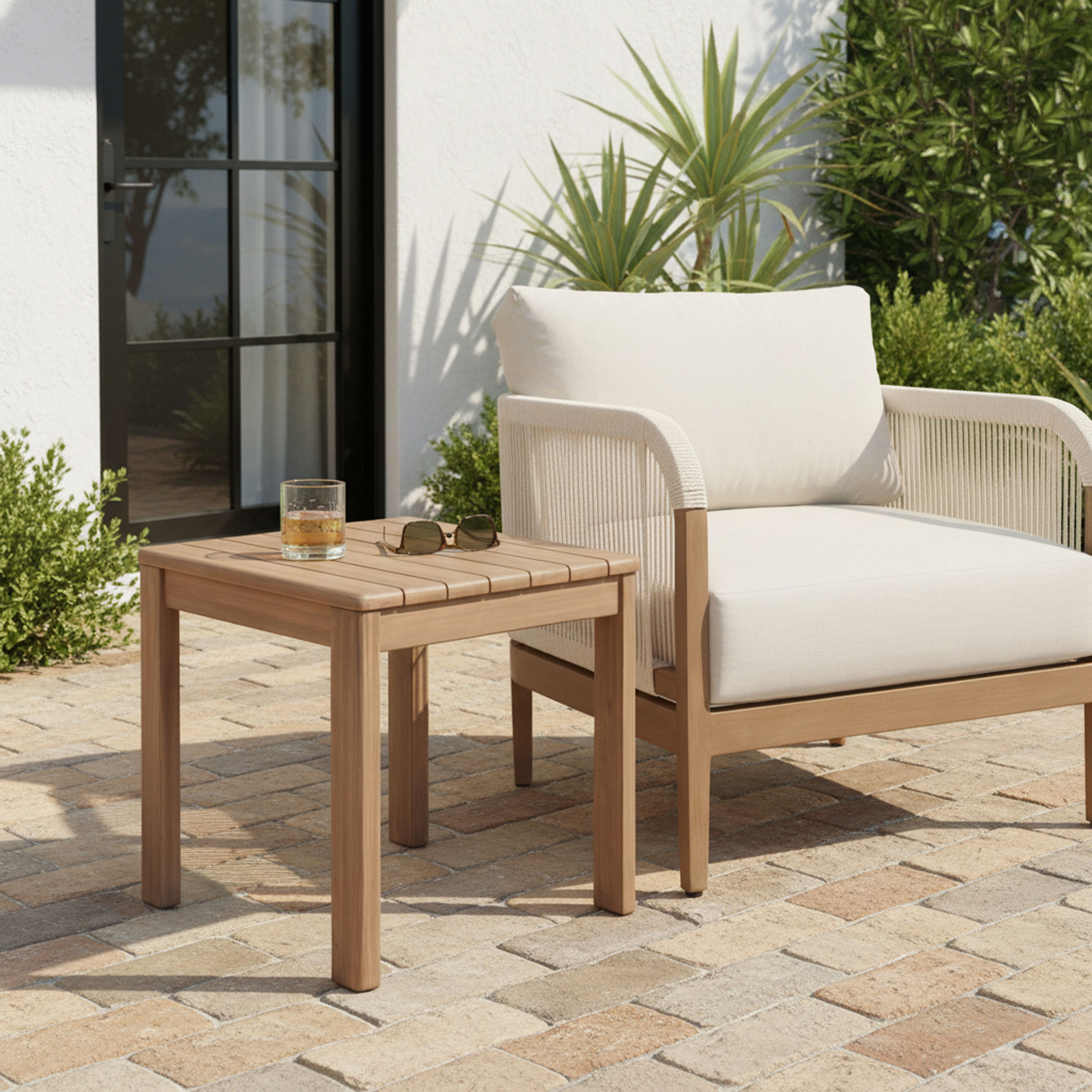 Newport - Acacia Wood Outdoor Patio End Table - Natural