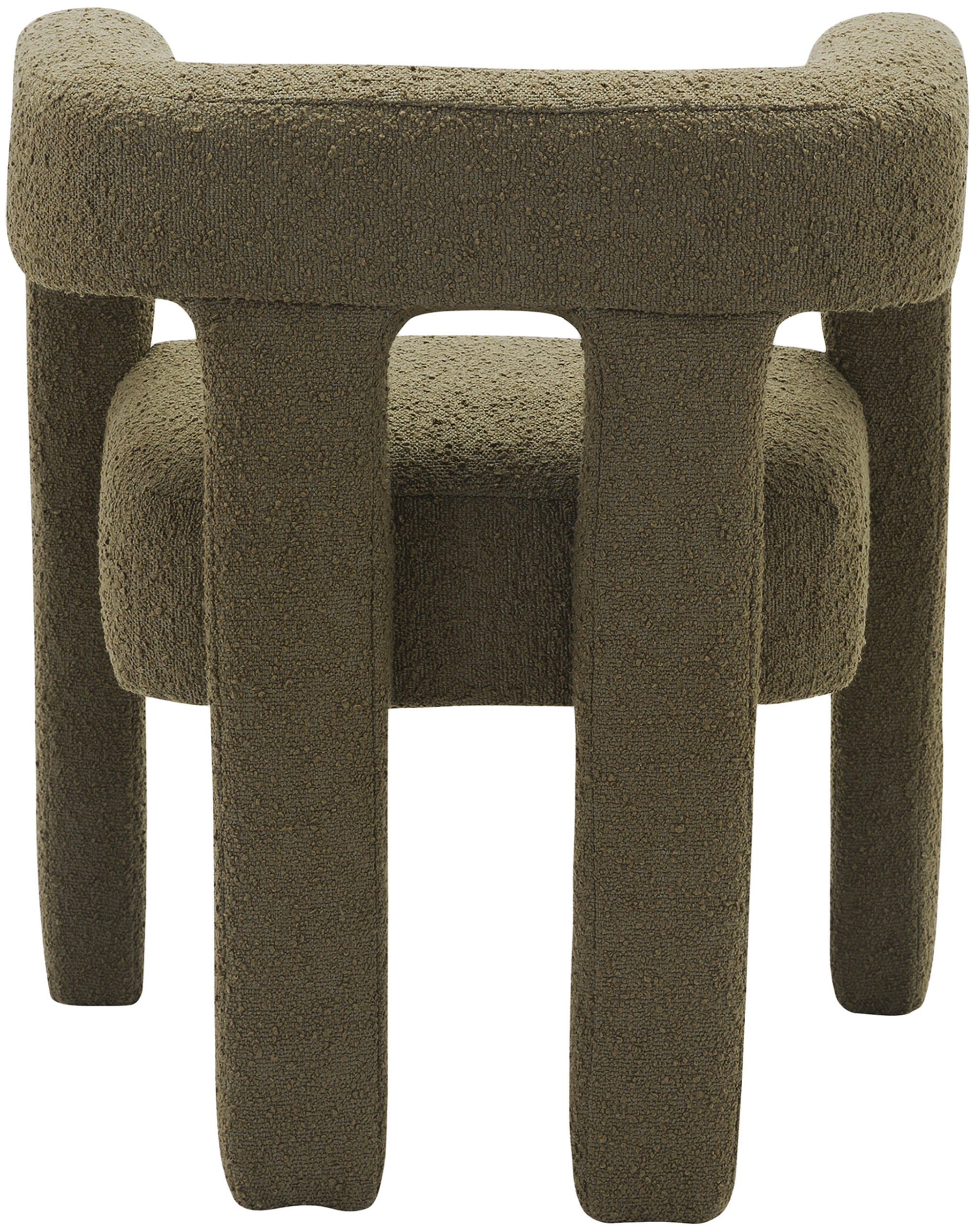 Athena - Boucle Fabric Dining Chair - Olive Green