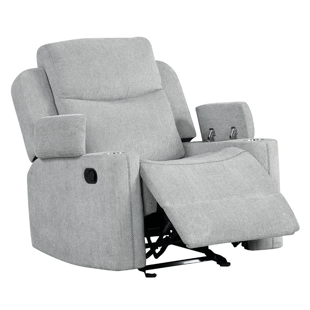 Galya - Motion Glider Recliner - Light Gray Chenille, light gray, view 2