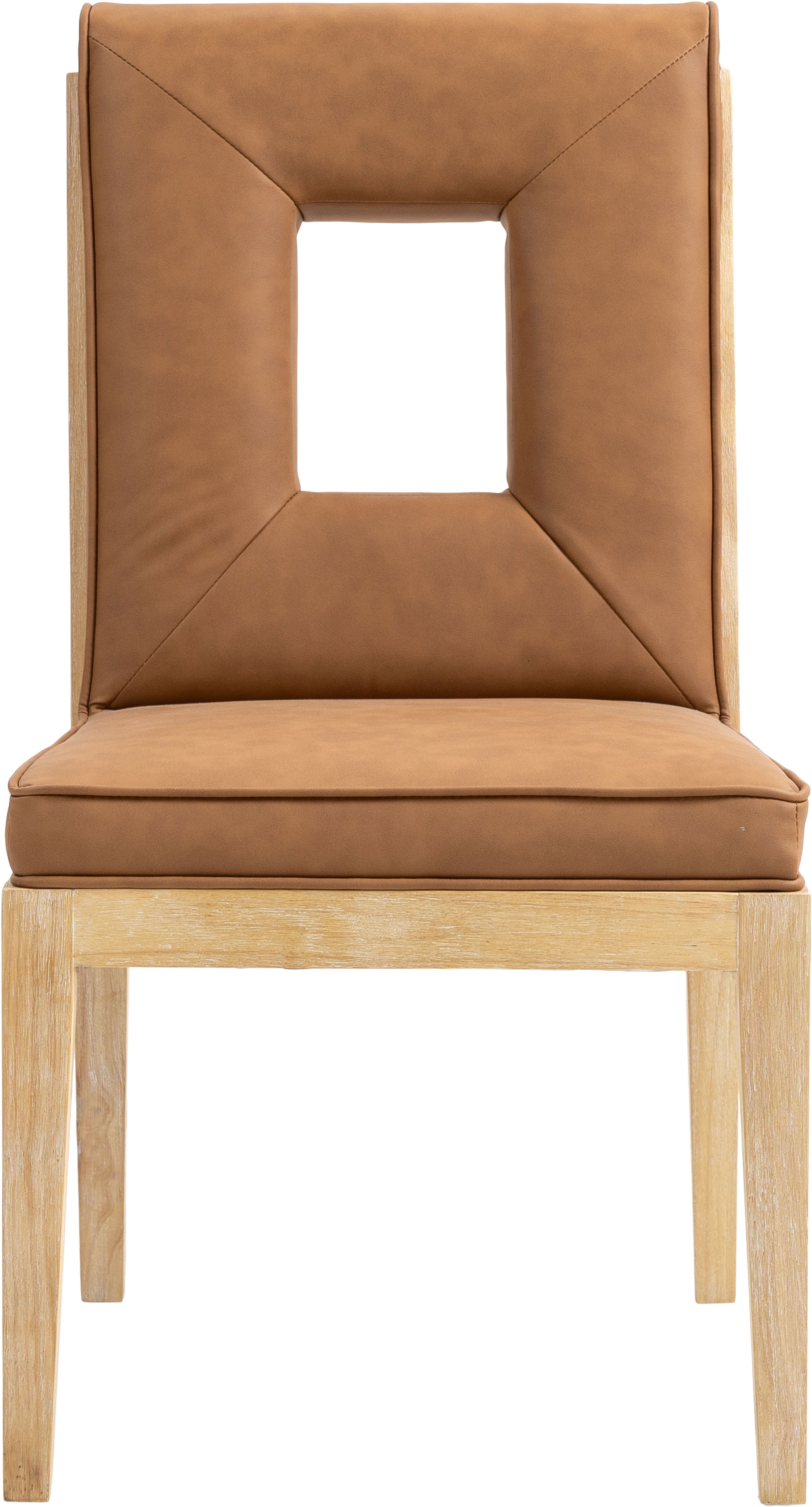 Gwendolyn - Faux Leather Dining Side Chair With Natural Frame (Set of 2) - Cognac