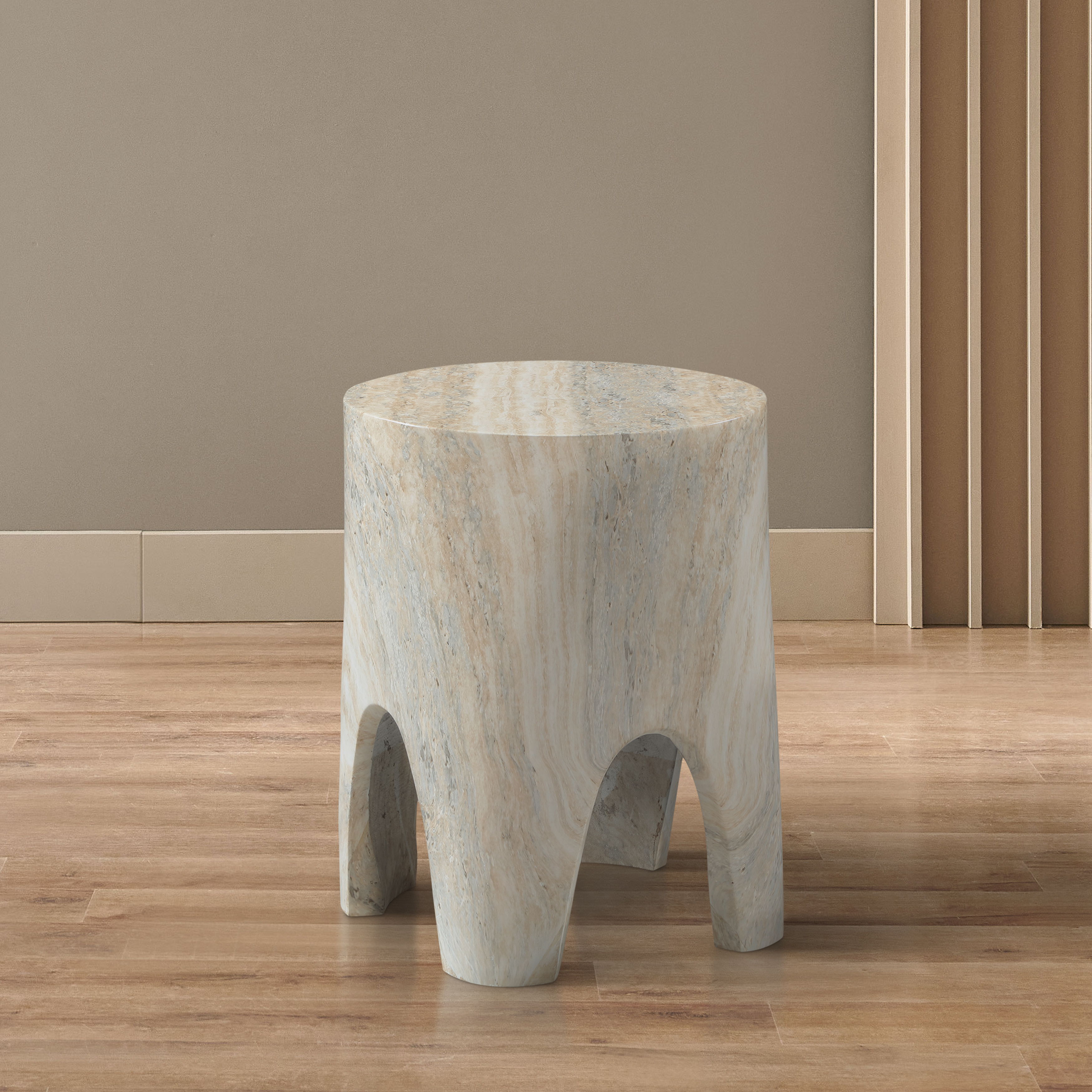 Foligno - Concrete End Table - Travertine