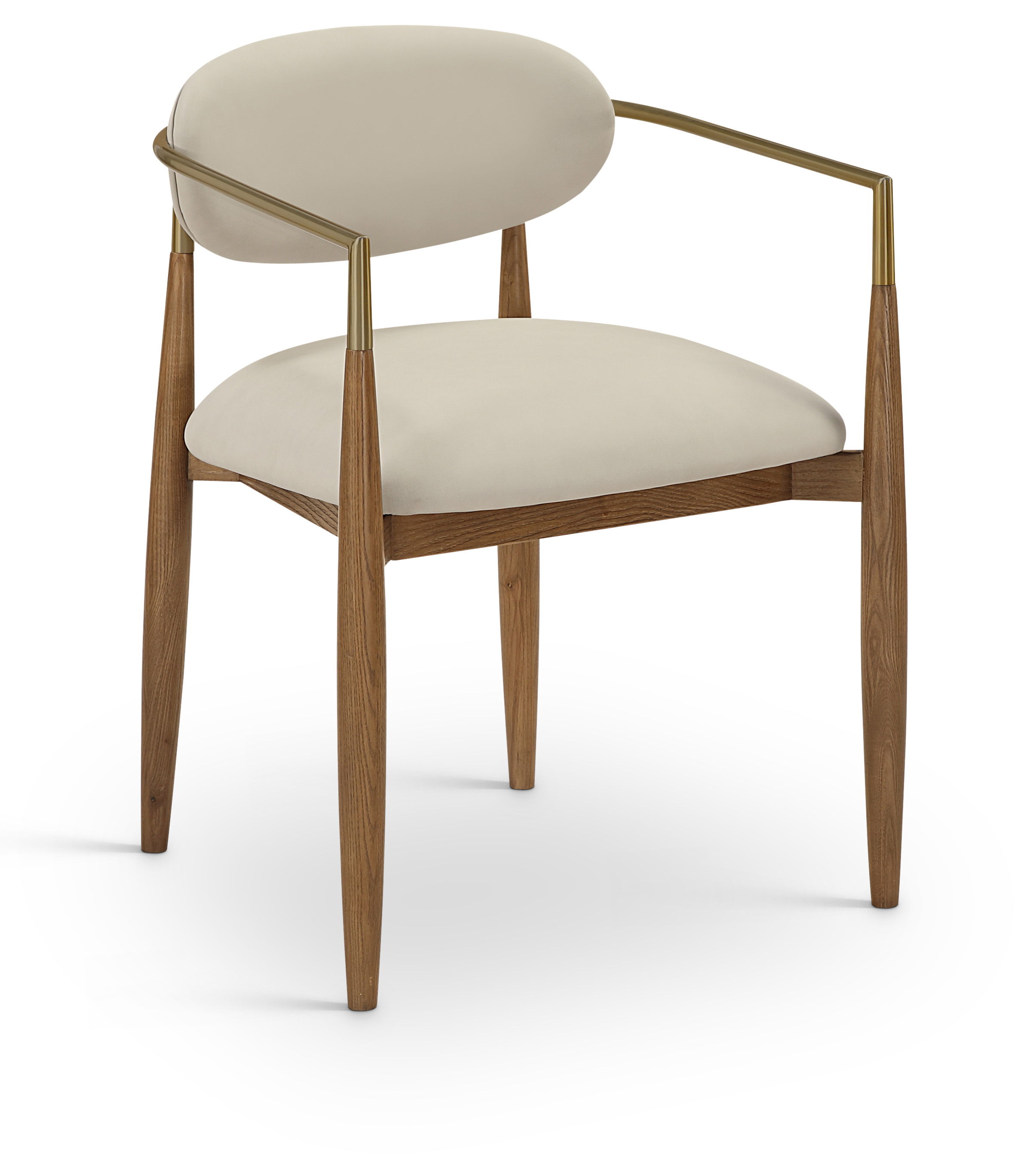 Riccio - Vegan Leather Upholstered Dining Arm Chair (Set of 2) - Beige
