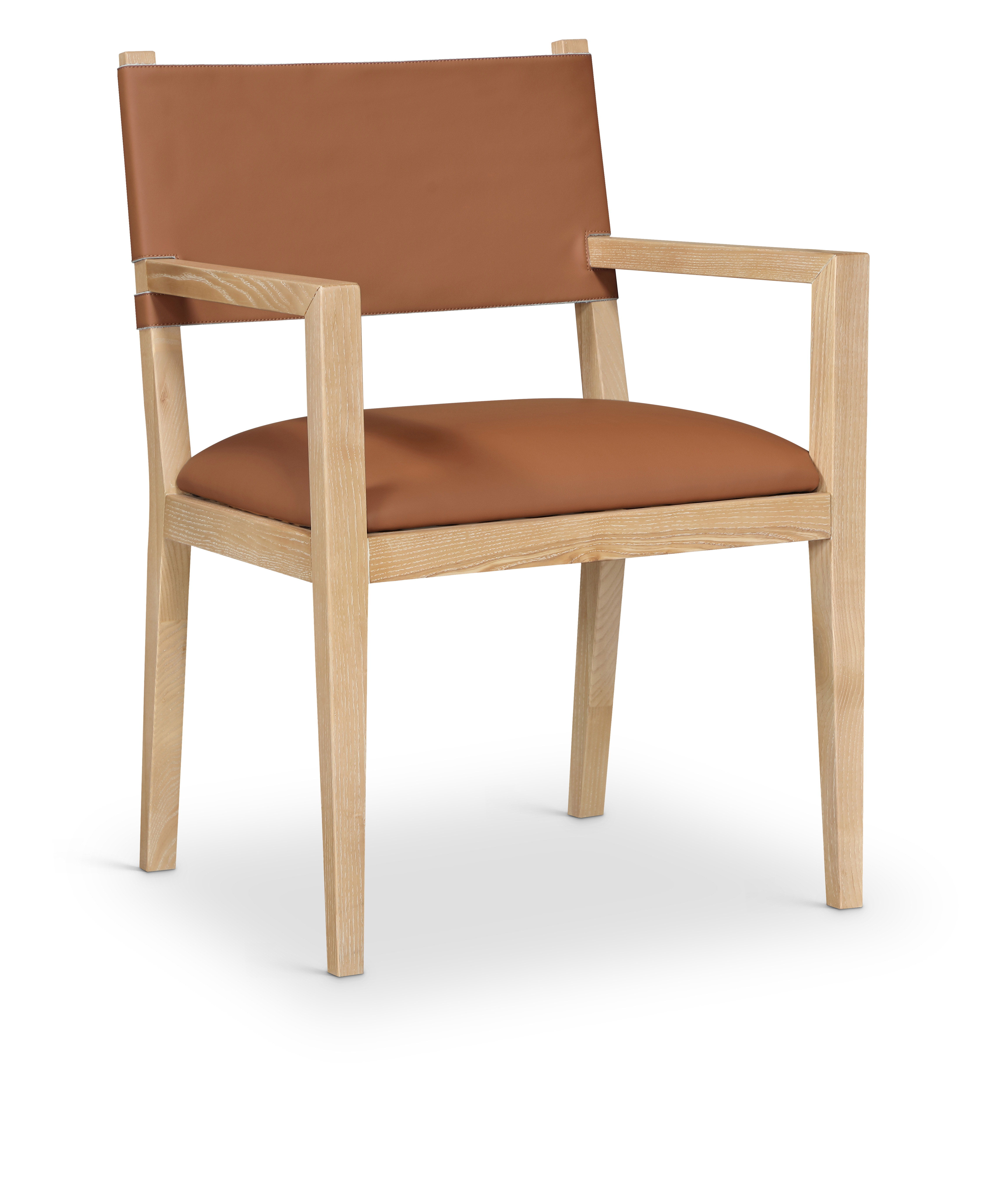 Avon - Vegan Leather Dining Arm Chair - Cognac