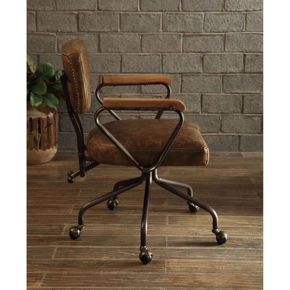 Hallie - Office Chair - Vintage Whiskey Top Grain Leather, dark brown, view 3