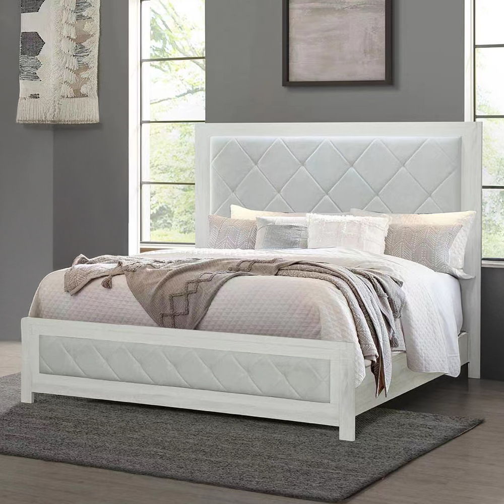 Jehoram - Queen Bed - Beige Linen & Beige, beige