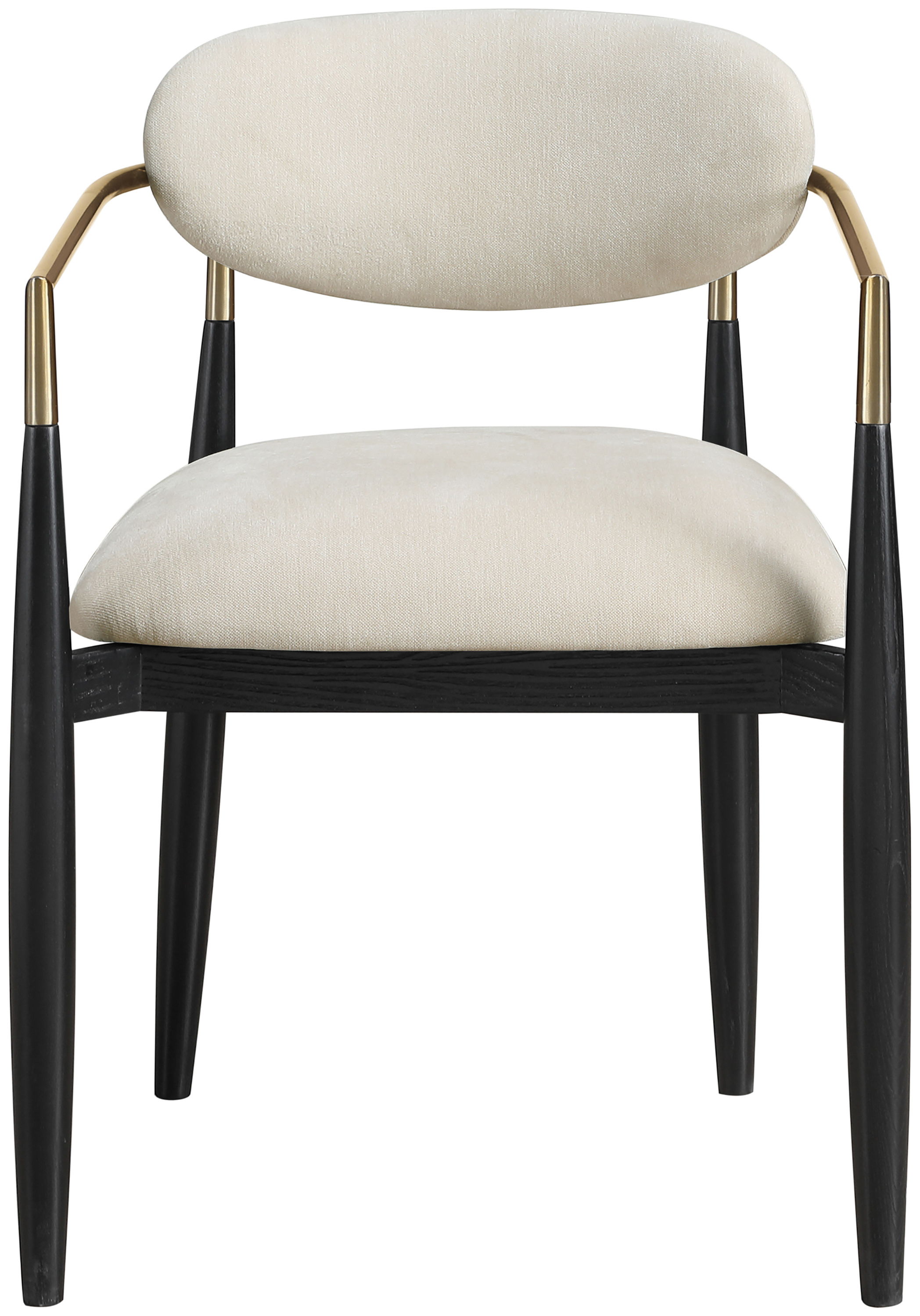 Riccio - Performance Fabric Upholstered Dining Arm Chair (Set of 2) With Black Legs - Cream
