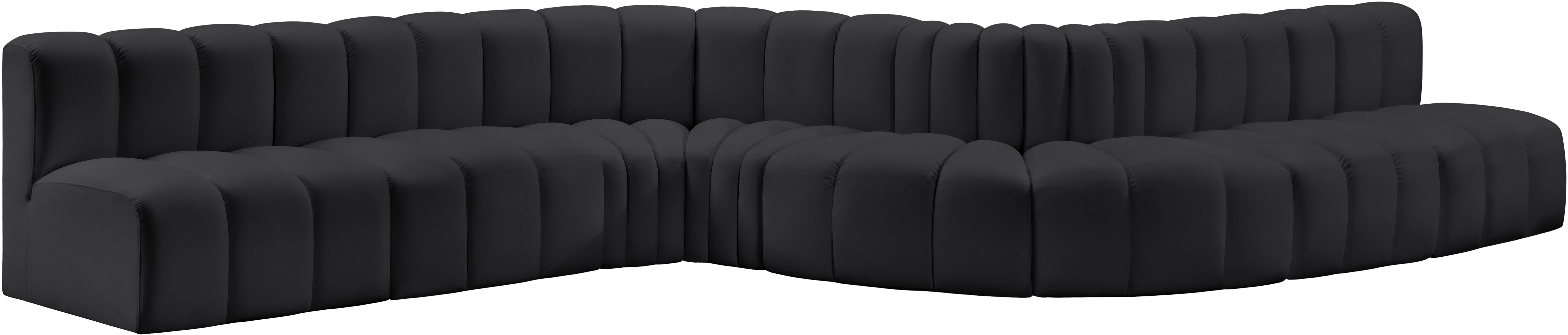 Arc - Faux Leather 8 Piece Curved Modular Sofa - Black