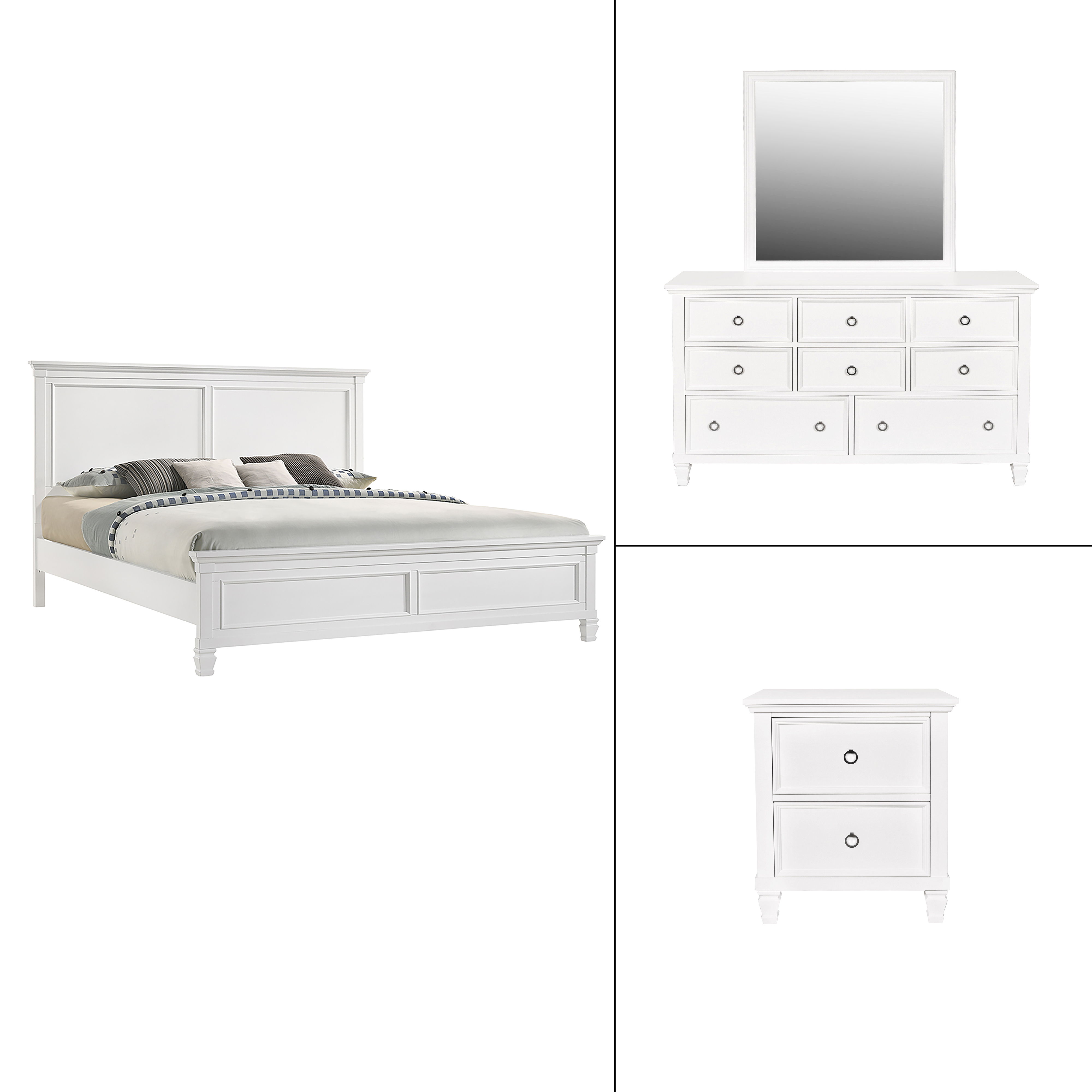 Tamarack - Western King 4 Piece Bedroom Set (Bed, Dresser, Mirror, Nighstand) - White