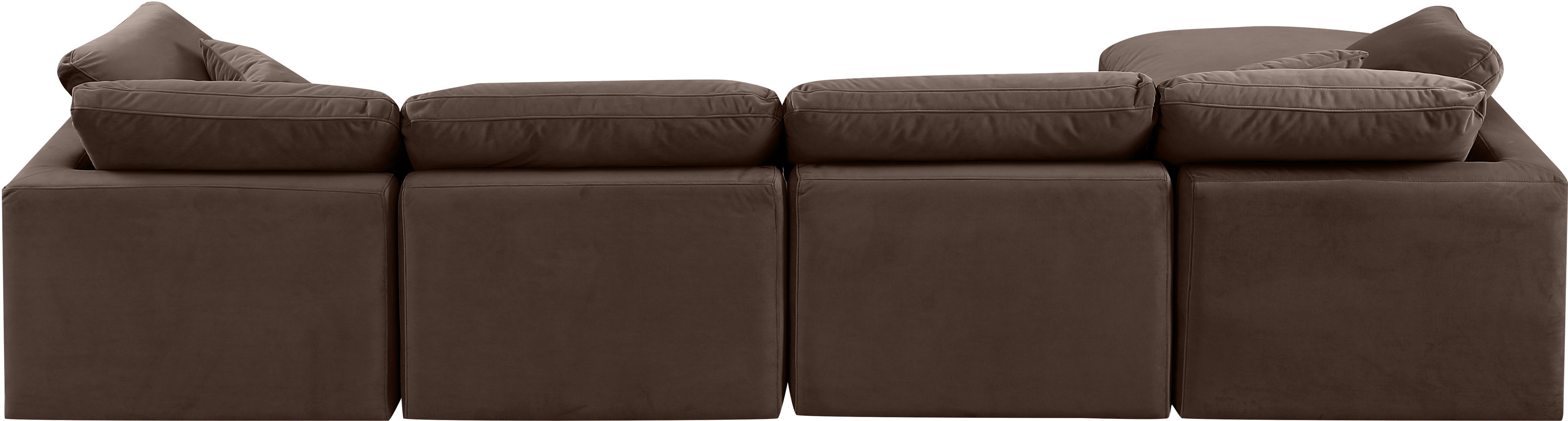Indulge - Velvet 5 Piece Modular Sectional With Chaise - Brown