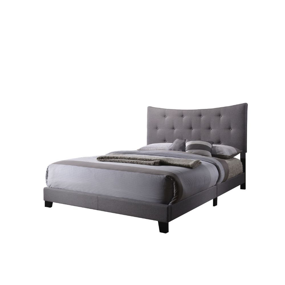 Venacha - Queen Bed - Gray Fabric, dark gray