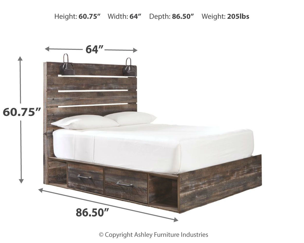 Ashley Furniture Drystan - 9 Pc. - Dresser, Mirror, Chest, Queen Panel Bed with 2 Side Drawers, 2 Nightstands - Brown / Beige - Image 6
