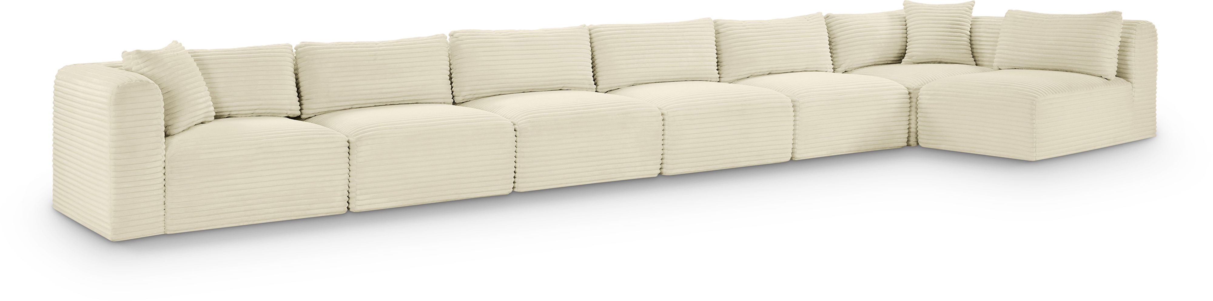 Shaggy - 7 Piece Modular Sectional - Cream