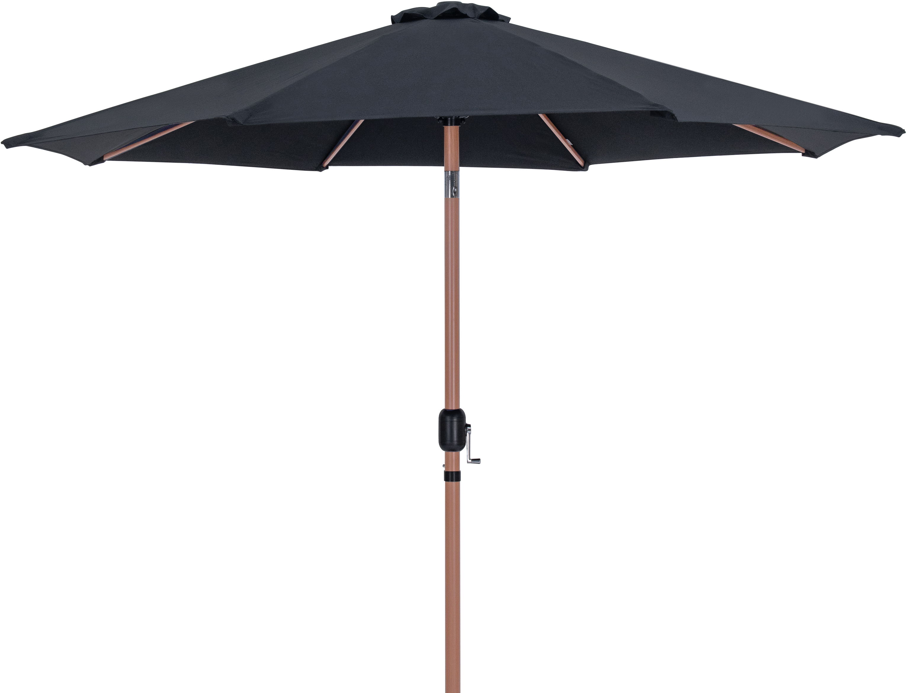 Fiji - Aluminum Patio Umbrella With Round Teak Base - Black