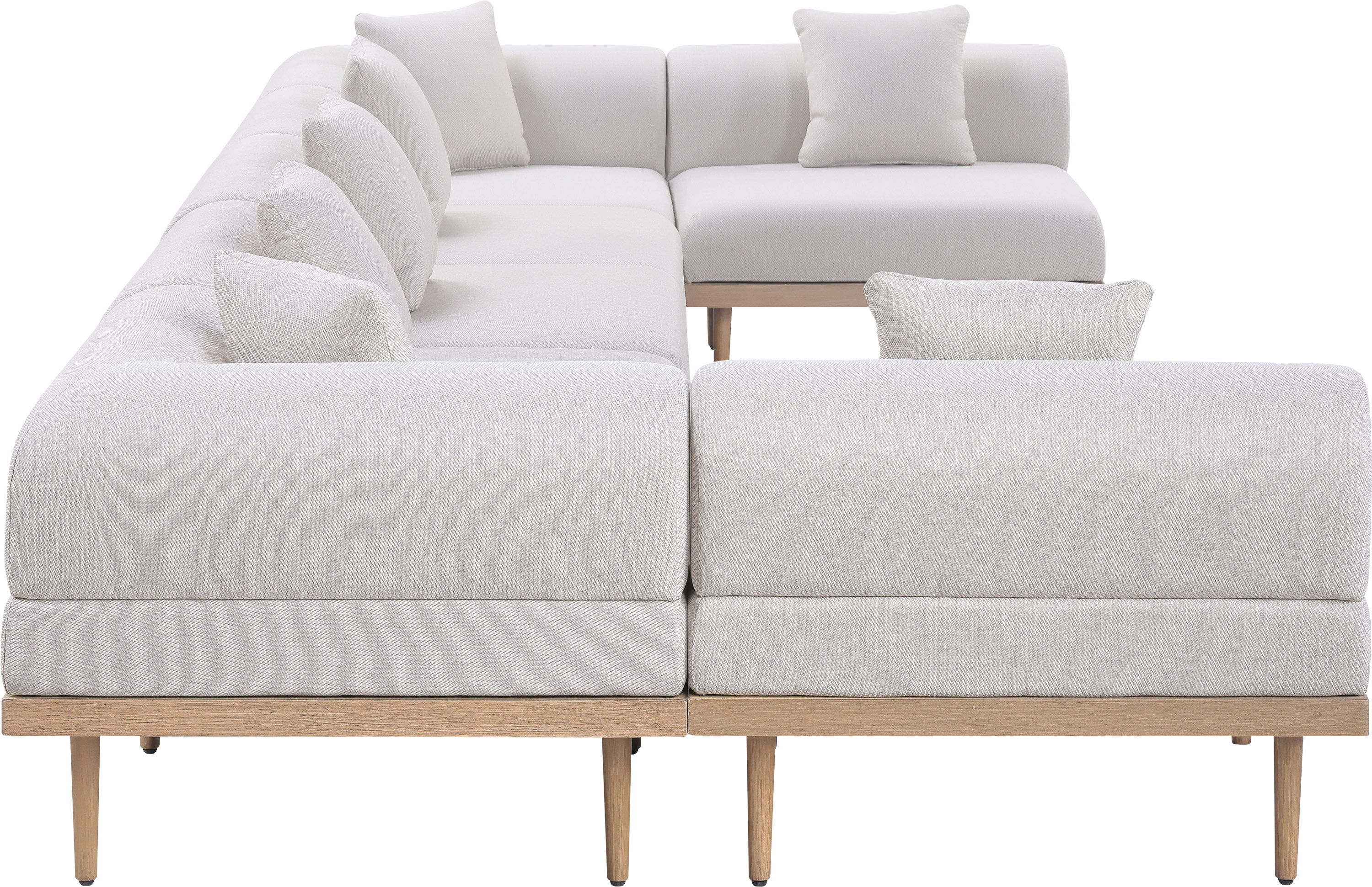 Laguna - 7 Piece Resilient Water Resistant Fabric 177.5" Upholstered Outdoor Patio Modular Sectional - Beige