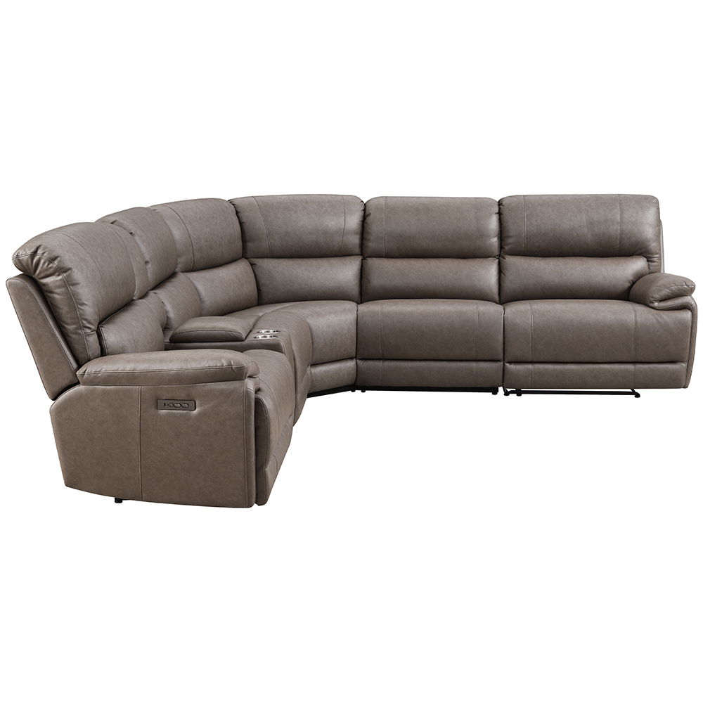 Kantu - Motion Sectional Sofa - Brown Synthetic Leather, dark gray, view 2