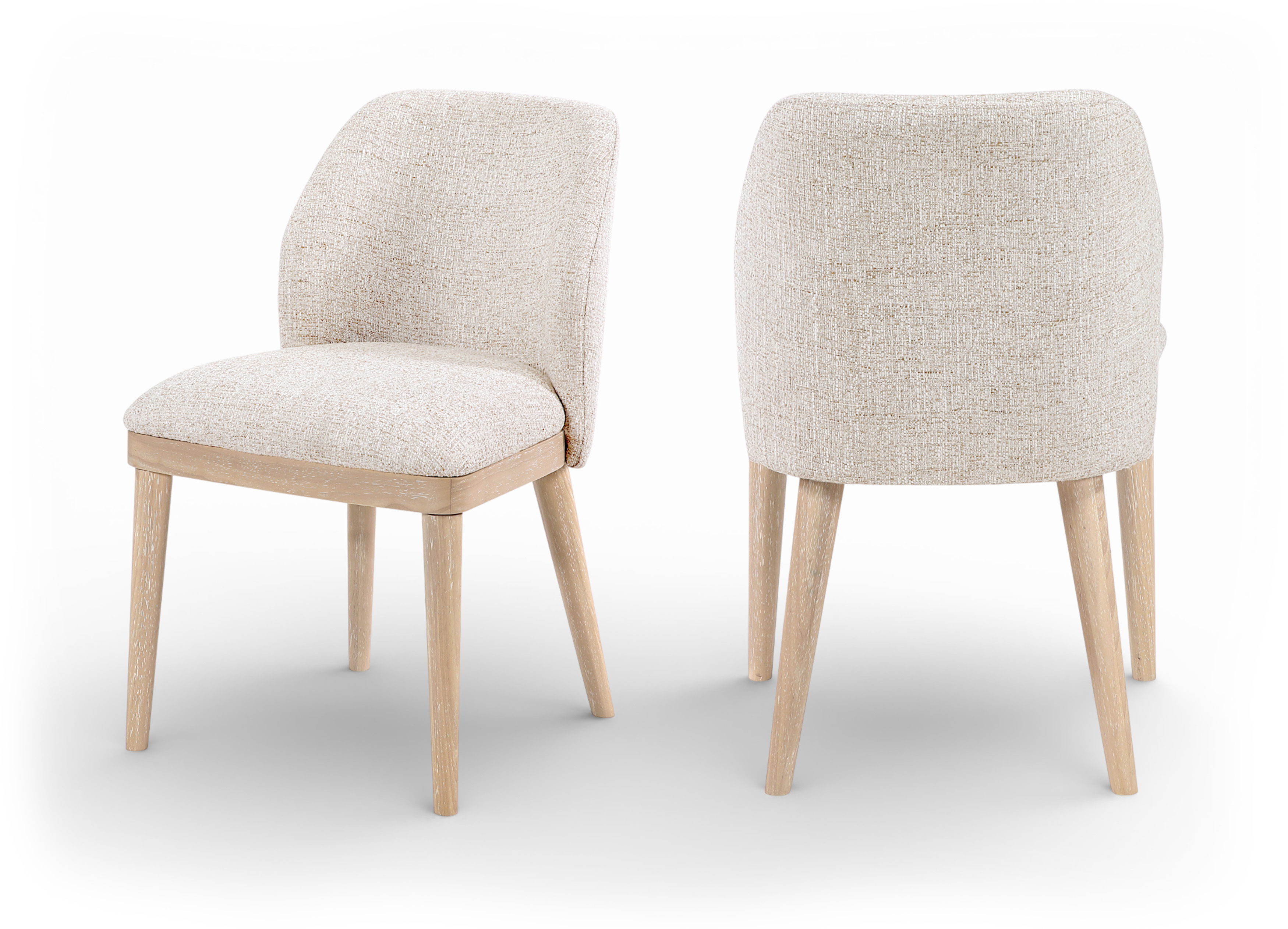 Valeo - Linen Textured Fabric Upholstered Dining Chair (Set of 2) - Beige / Painted Natural