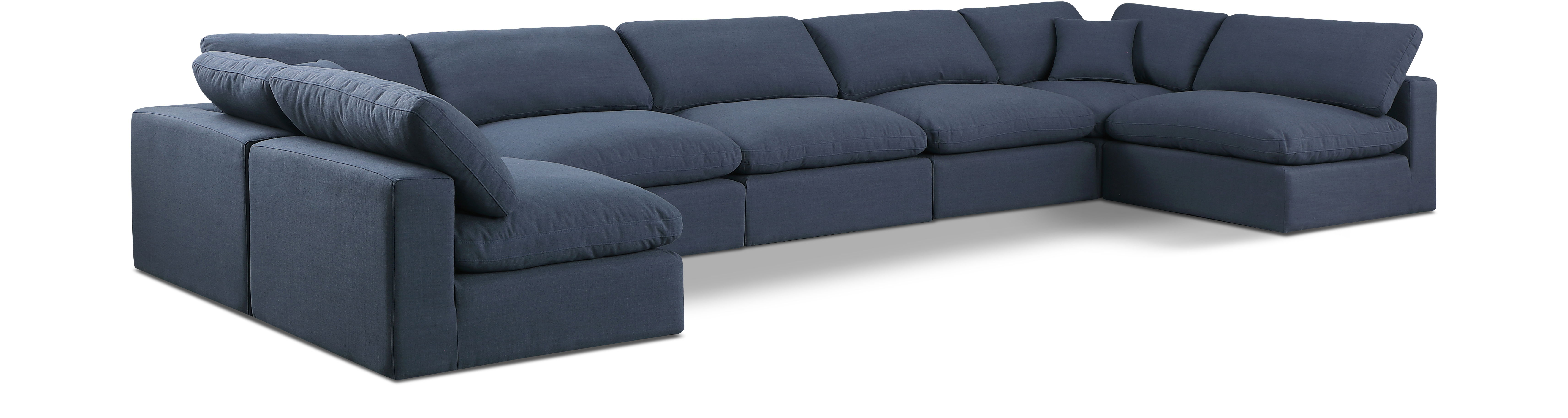 Comfy - 7 Piece Linen Modular Armless Sectional - Blue