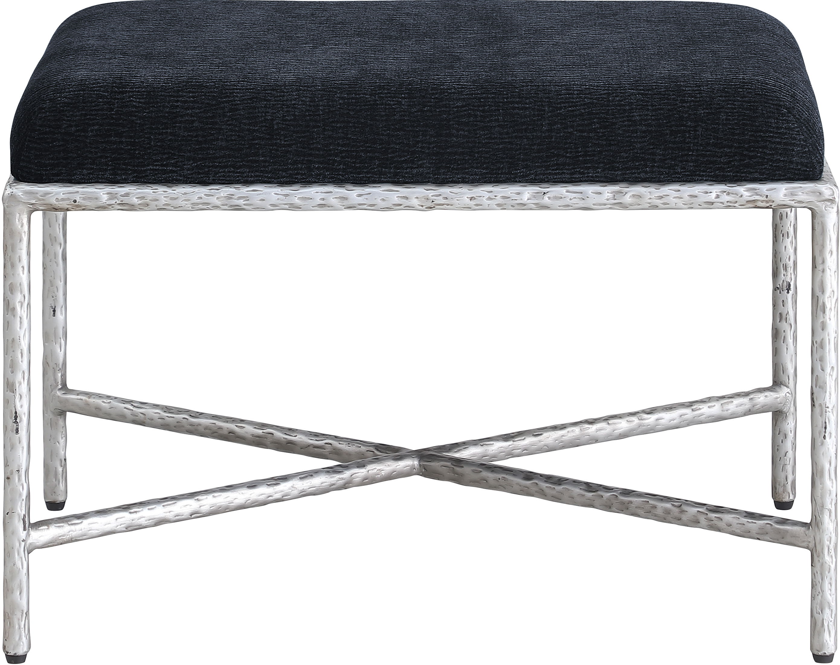 Valley - 25" Bench With Silver Frame - Black