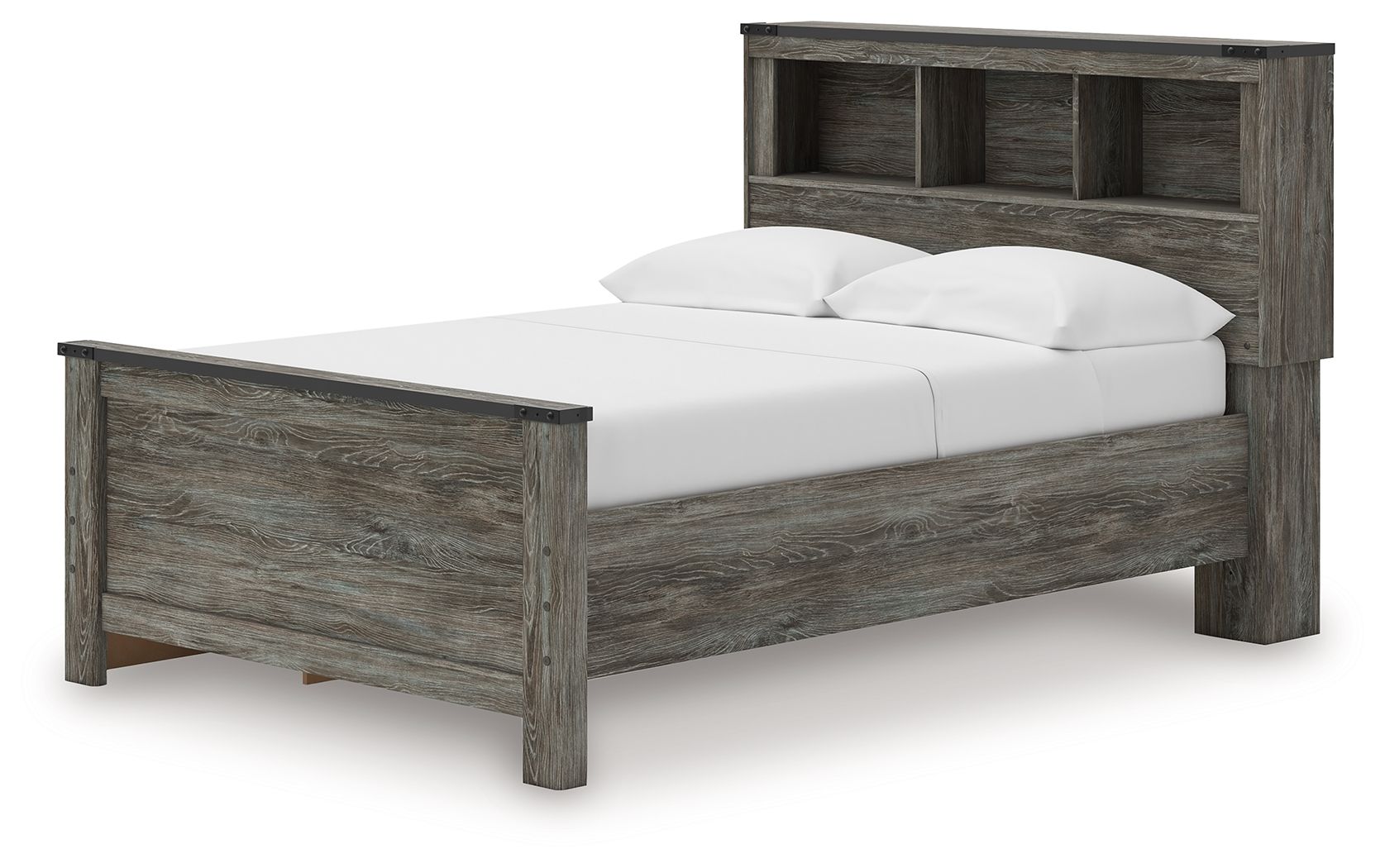 Frandern - Full Bookcase Panel Bed With Storage - Gray