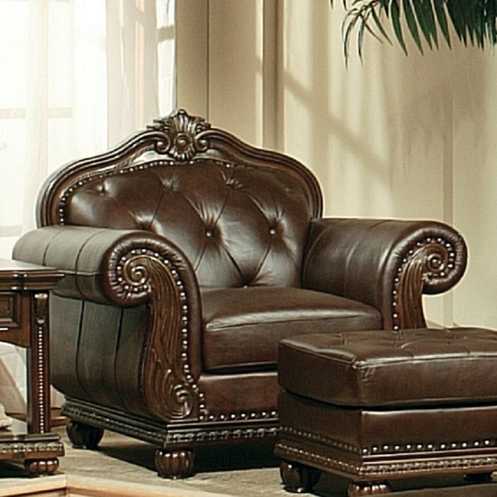 Anondale - Chair - Espresso Top Grain Leather Match & Cherry, black
