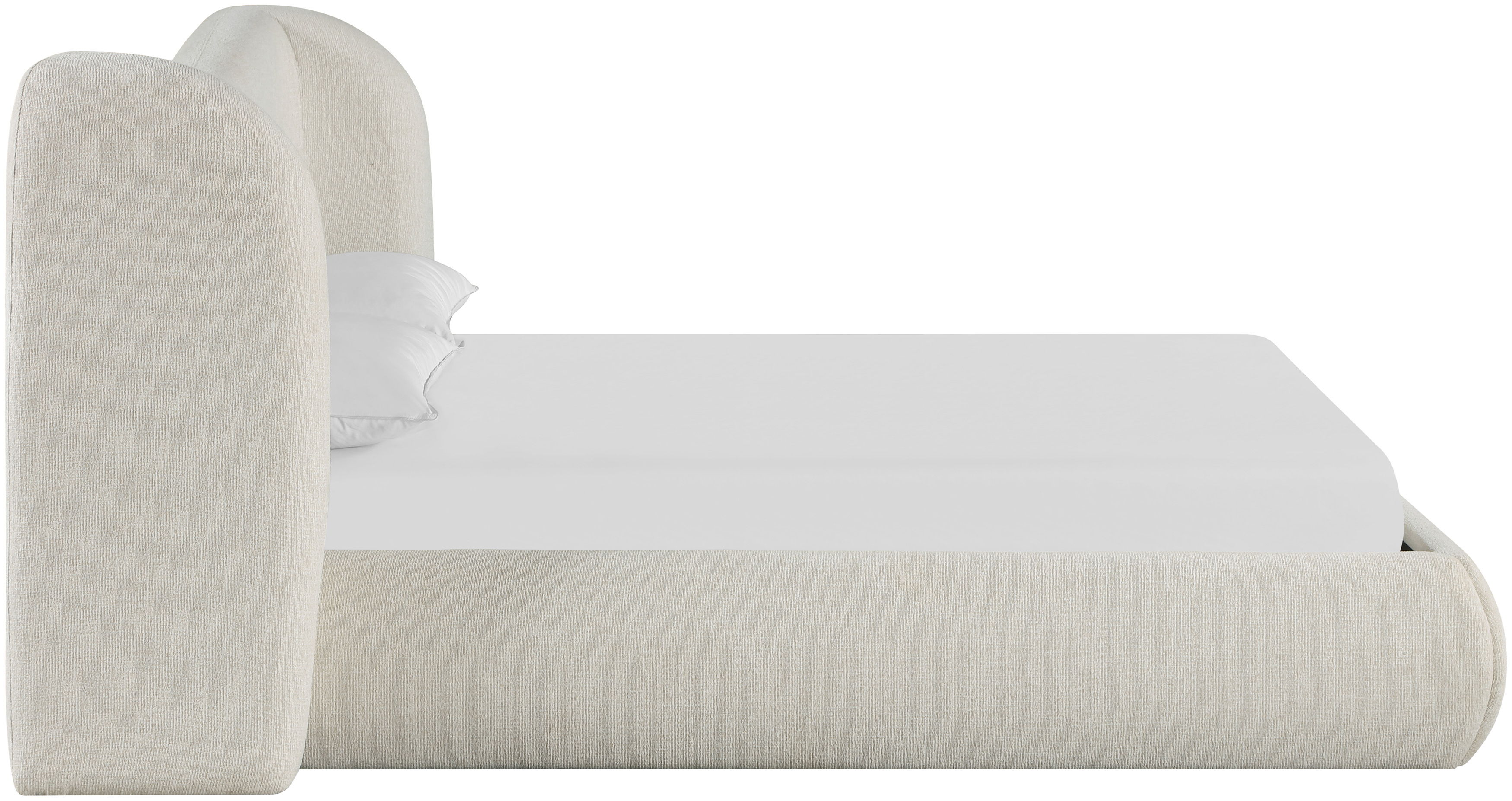 Elowen - Chenille Fabric Upholstered Full Bed - Cream