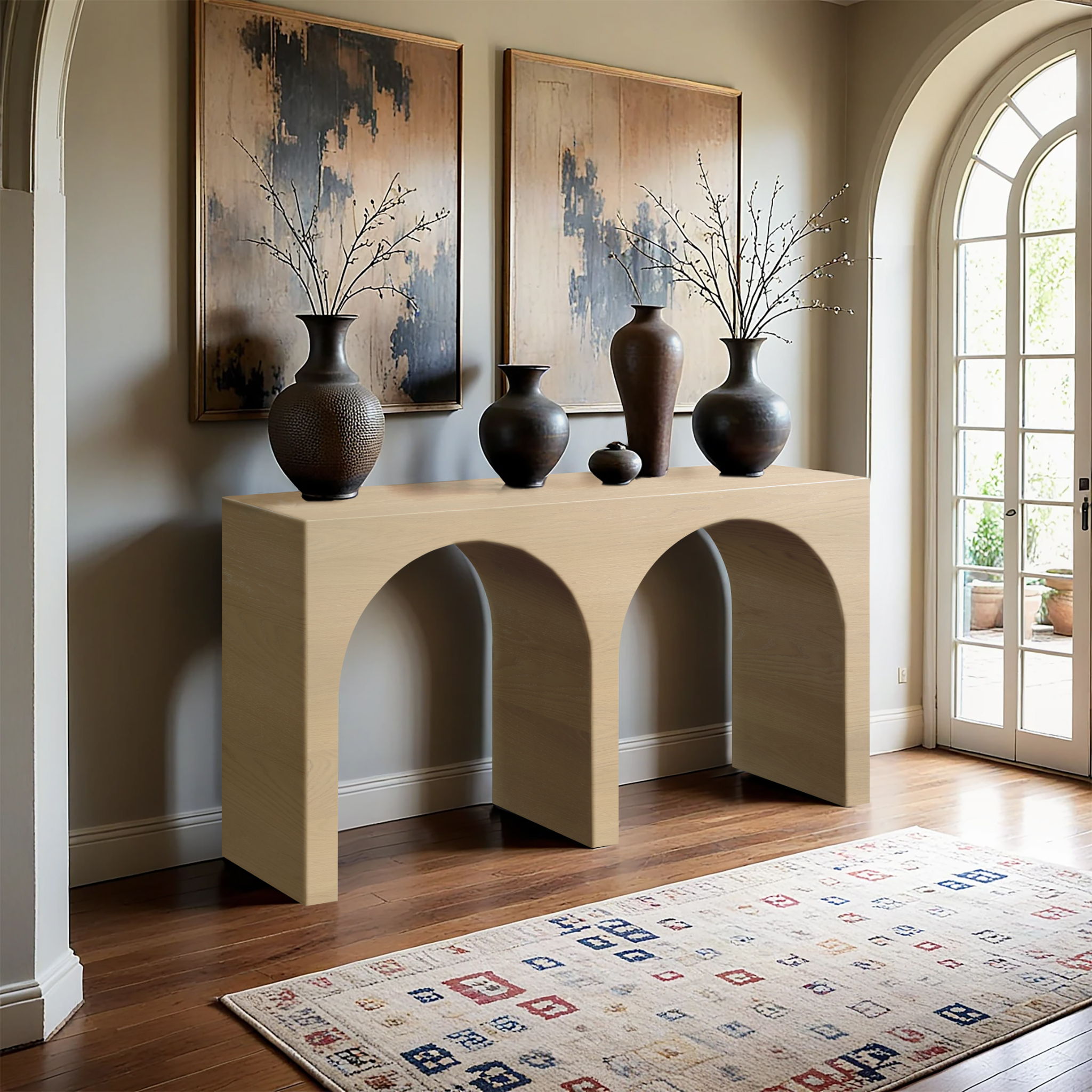 June - Oak Wood Console Table - White Oak
