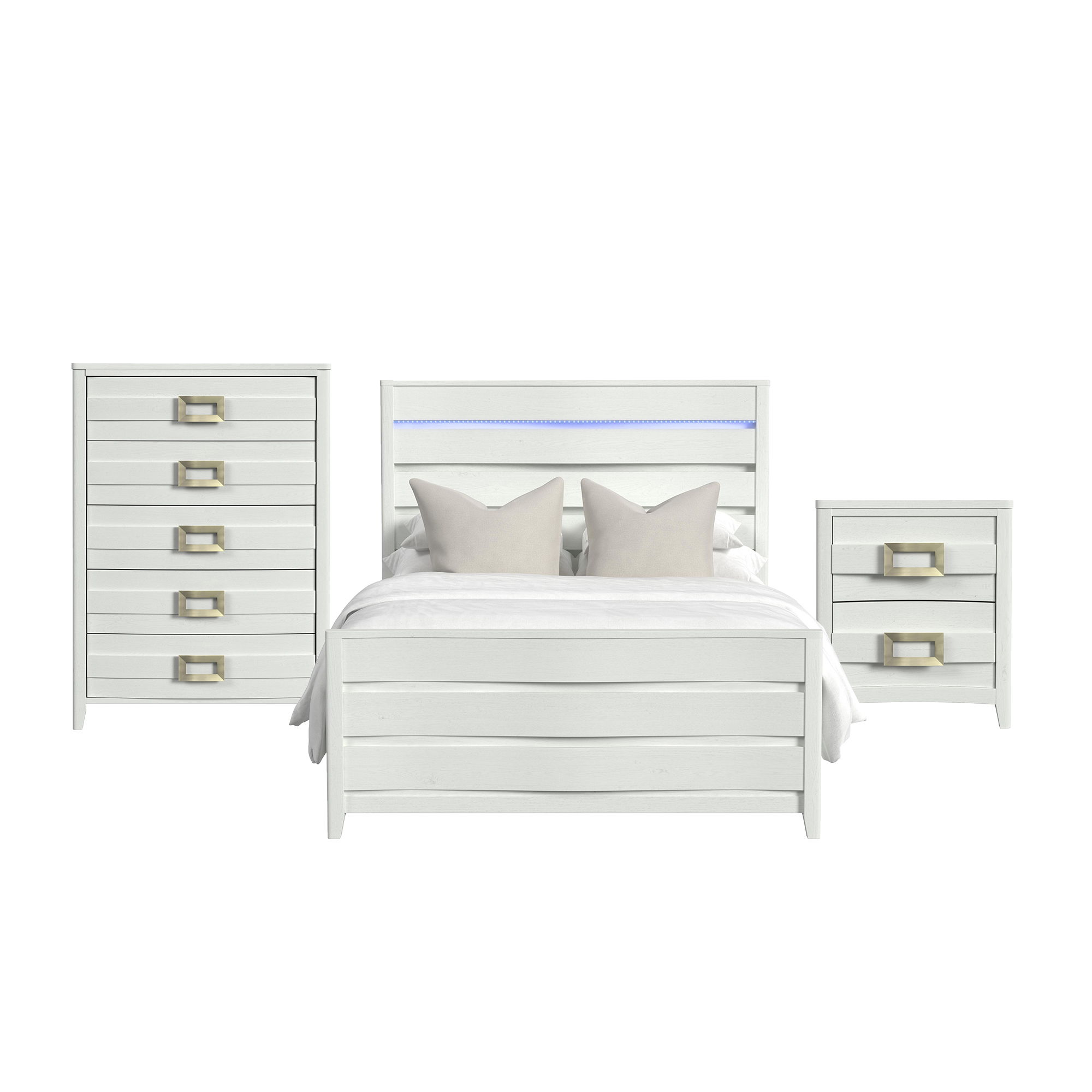 Queen · 3 Pc · Bedroom Set With LED