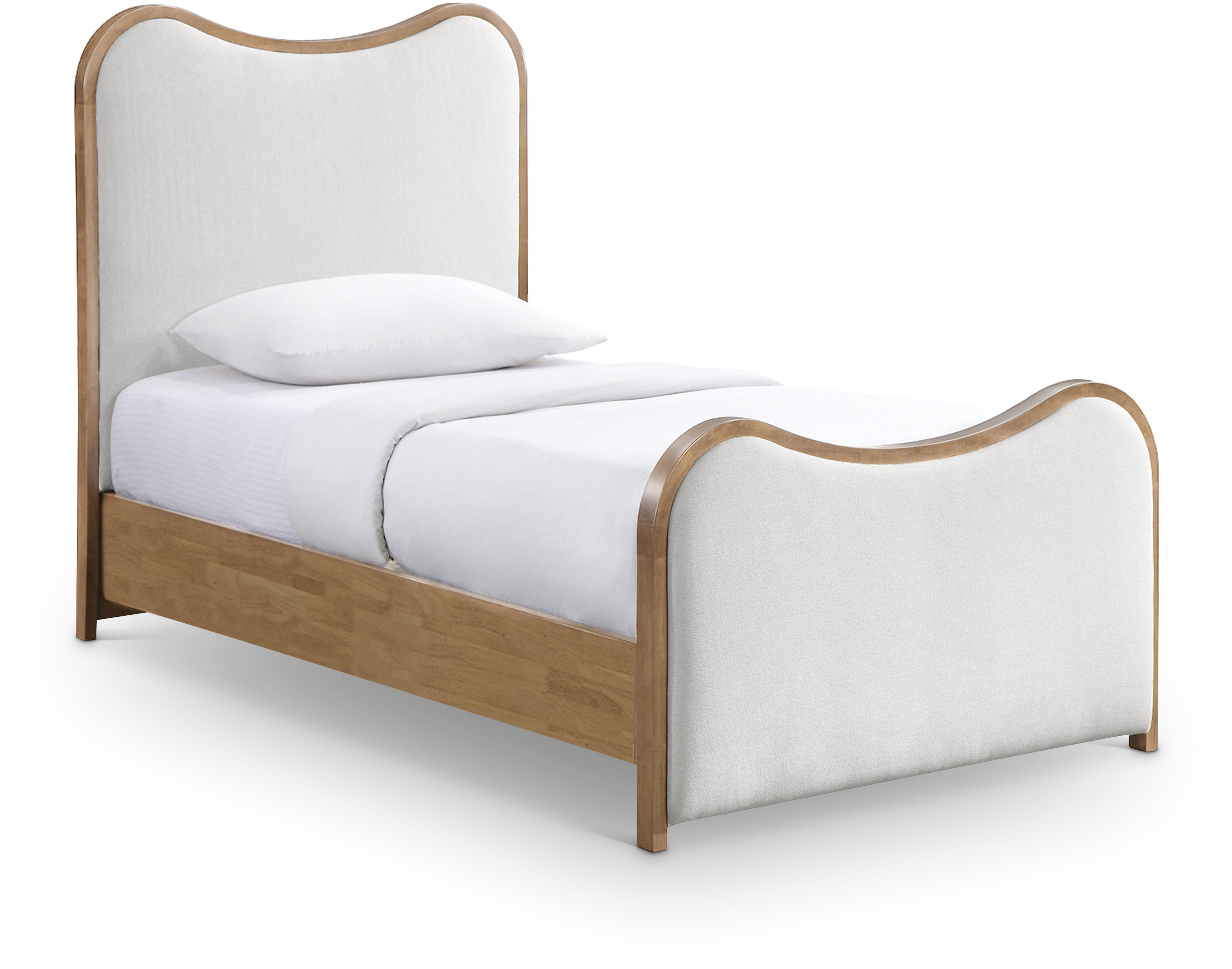 Arvada - Linen Textured Fabric Twin Bed - Cream