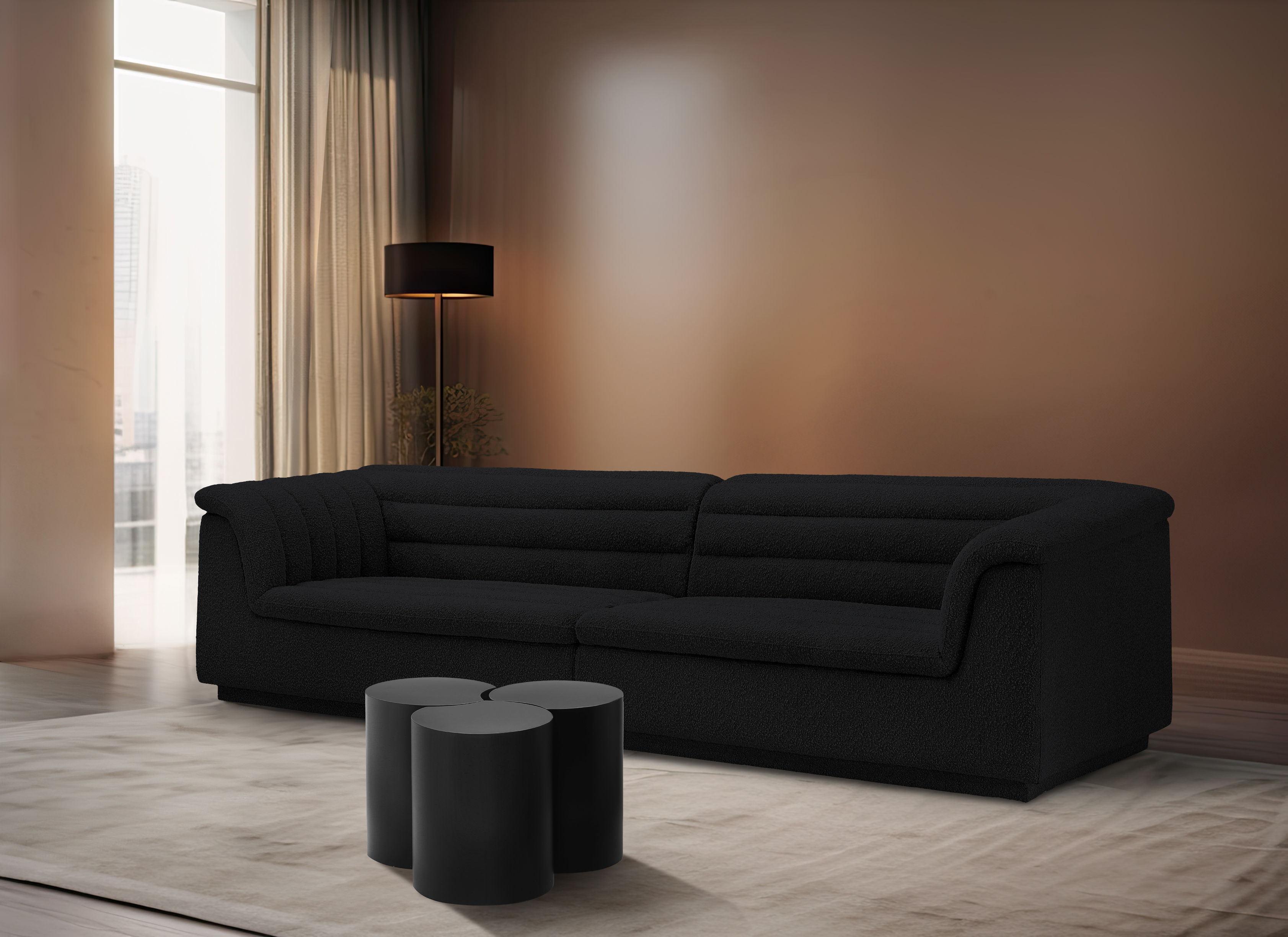 Dimple - 18" 3 Piece Modular Coffee Table - Black