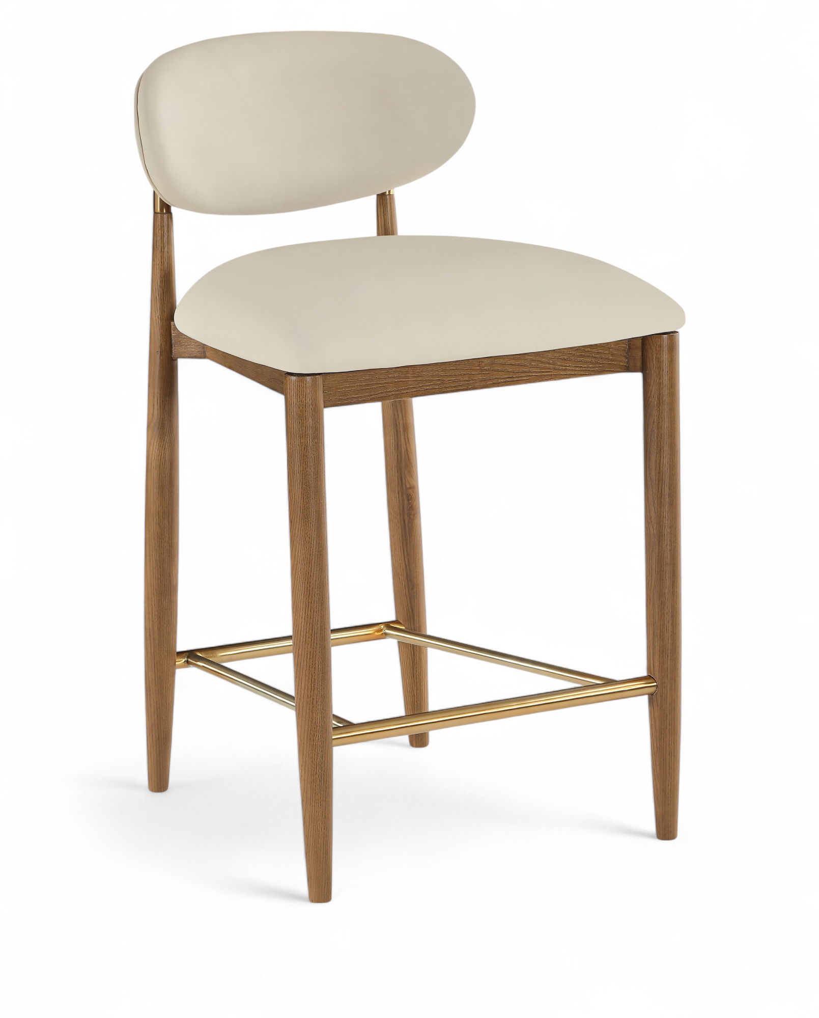 Riccio - Vegan Leather Upholstered Stool - Beige