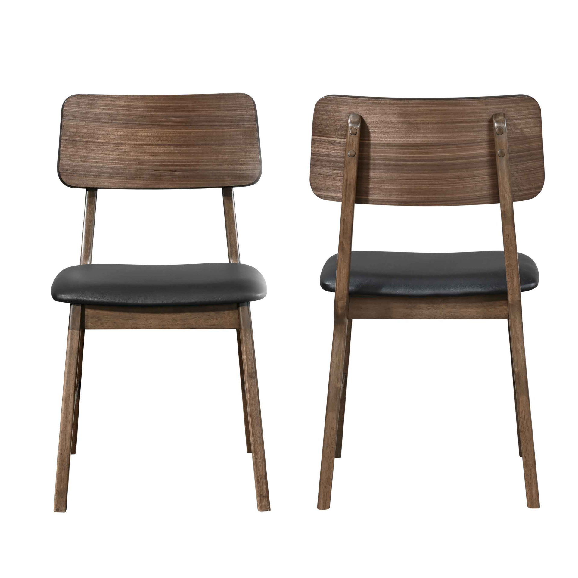 Thea - Wood Back Side Chair With Black Seat (Set of 2) - Walnut, dark brown, view 6