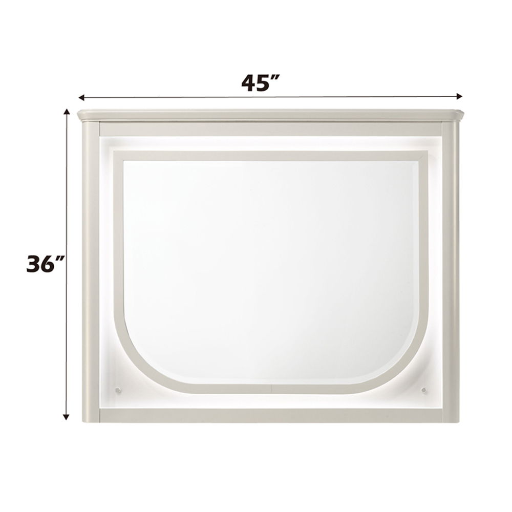 Laveda - Mirror With LED - Pearl White, white, view 3
