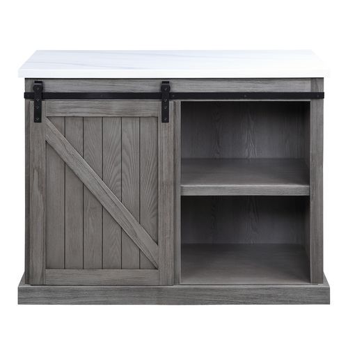 Gauri - Kitchen Island - Marble Top Top & Gray Oak, dark gray, view 7