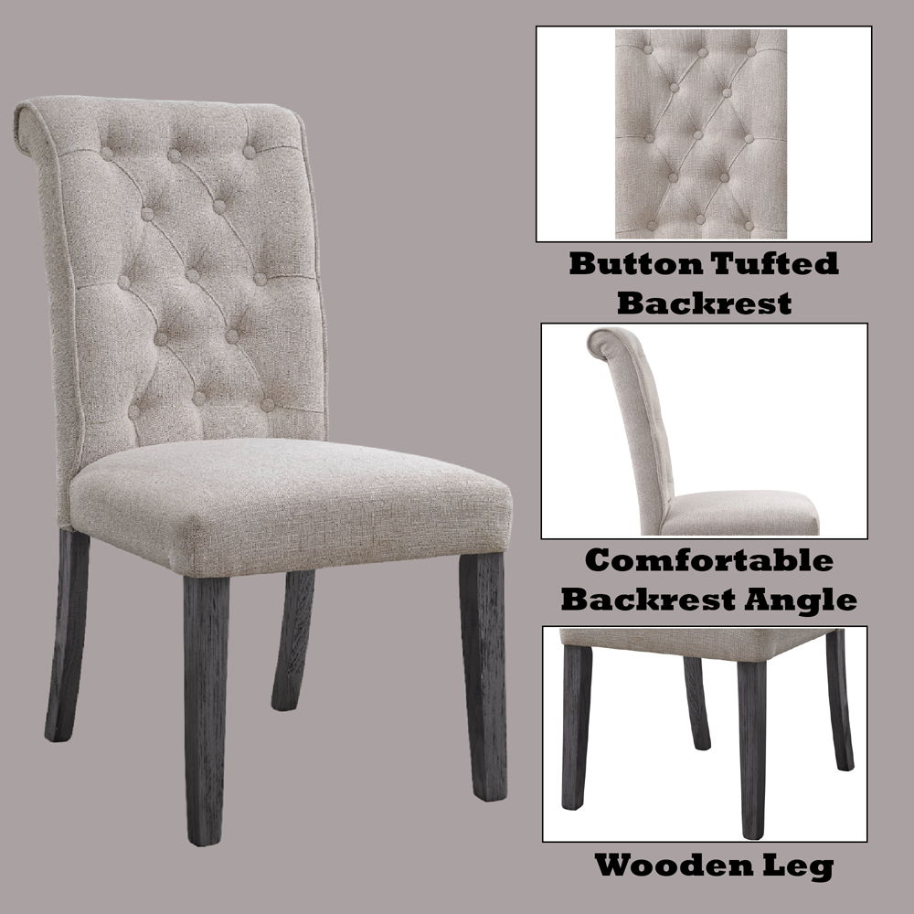 Yabeina - Side Chair (Set of 2) - Beige Linen & Gray, beige, view 7