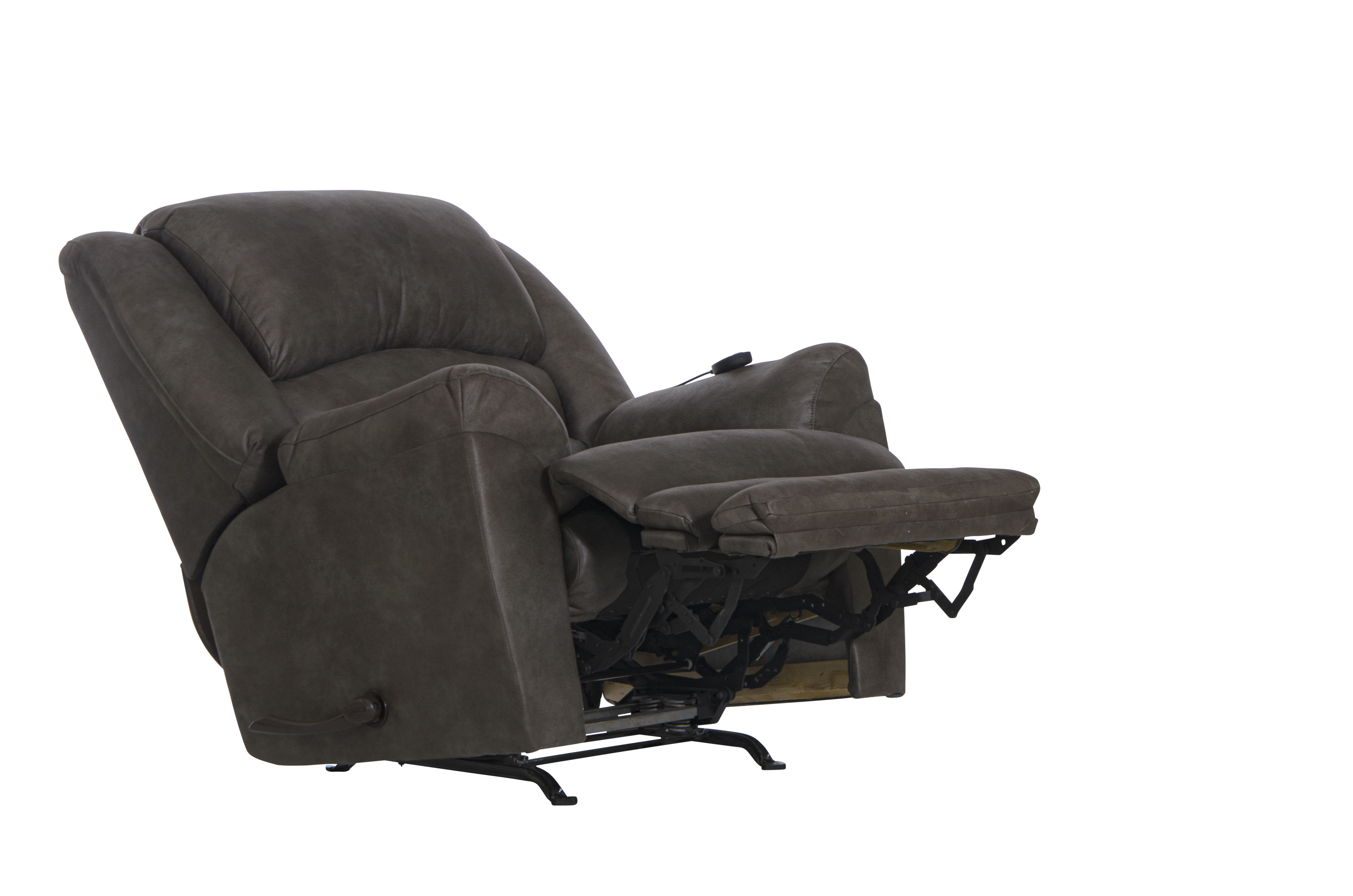 Hayden - Fabric Chaise Rocker Recliner With Heat / Massage & Oversize Xtra Comfort Footrest - Dark Brown