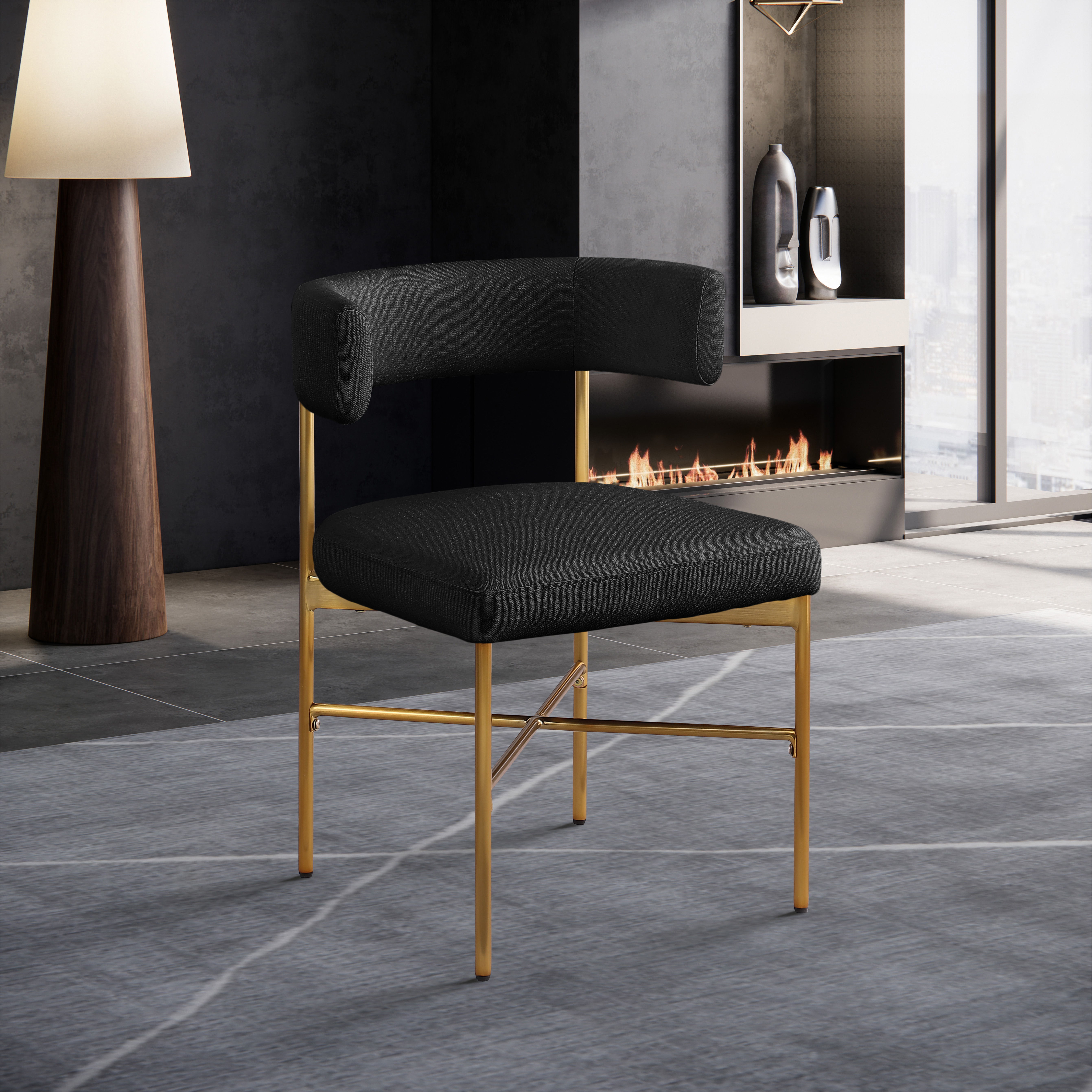 Rivage - Durable Dining Chair With Gold Frame (Set of 2) - Black