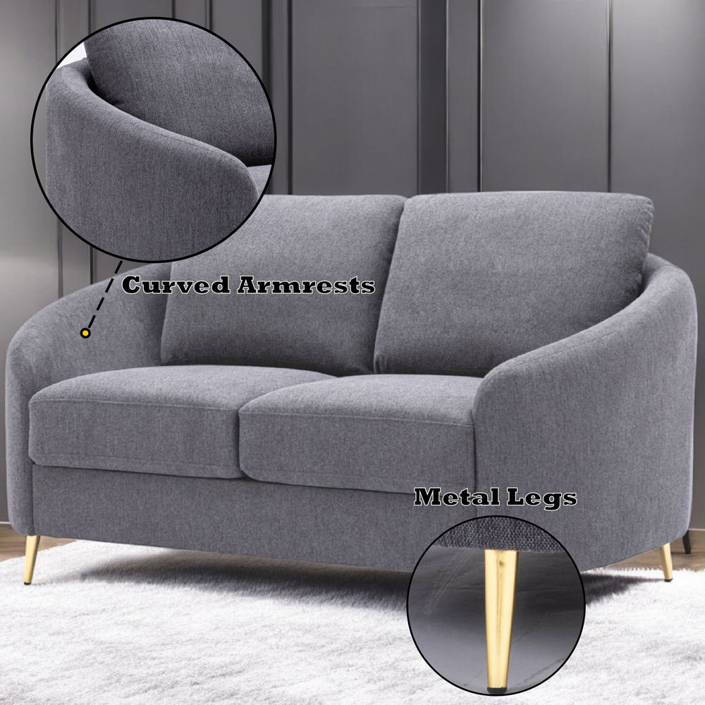 Yuina - Loveseat - Gray Linen, dark gray, view 7