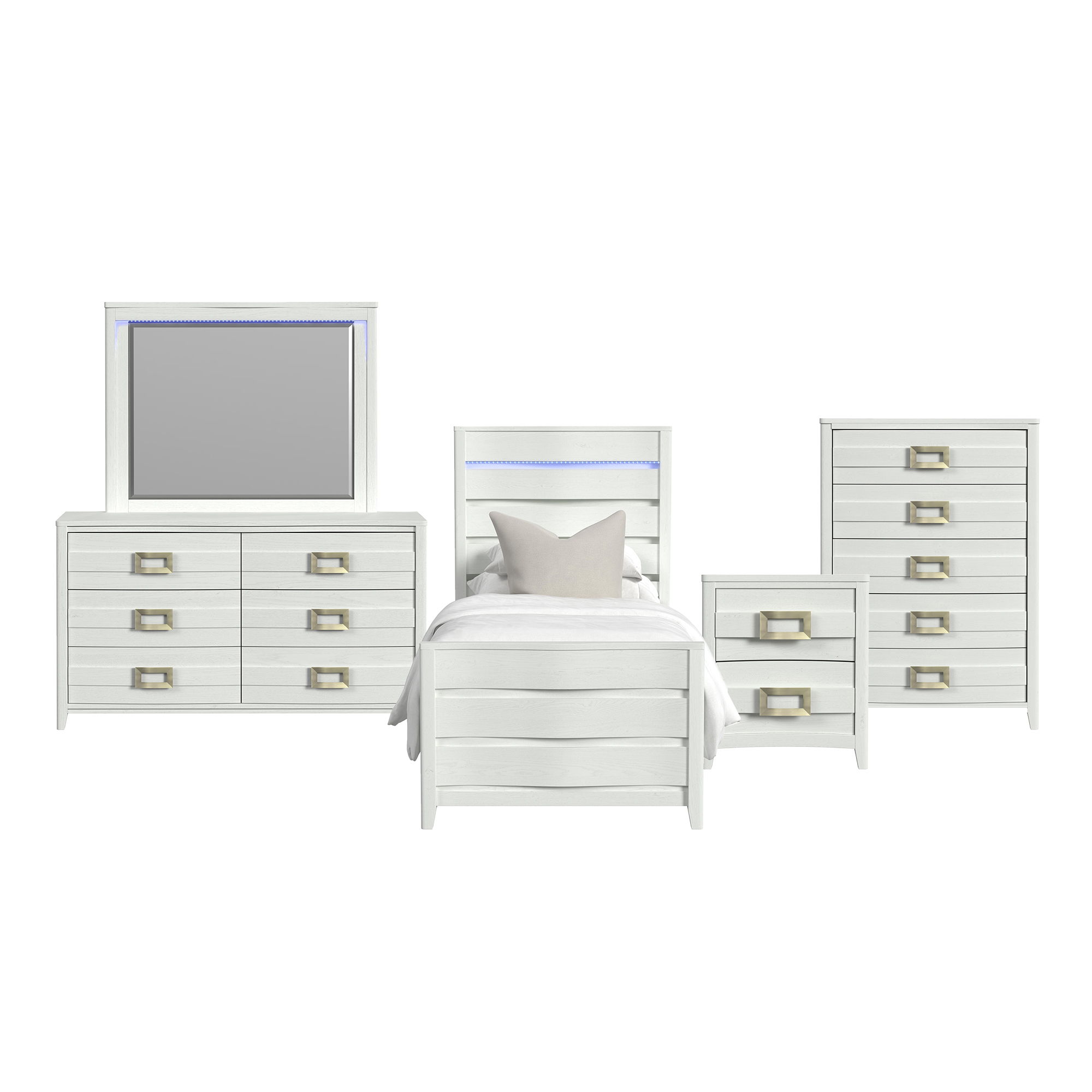 Twin · 5 Pc · Bedroom Set With LED