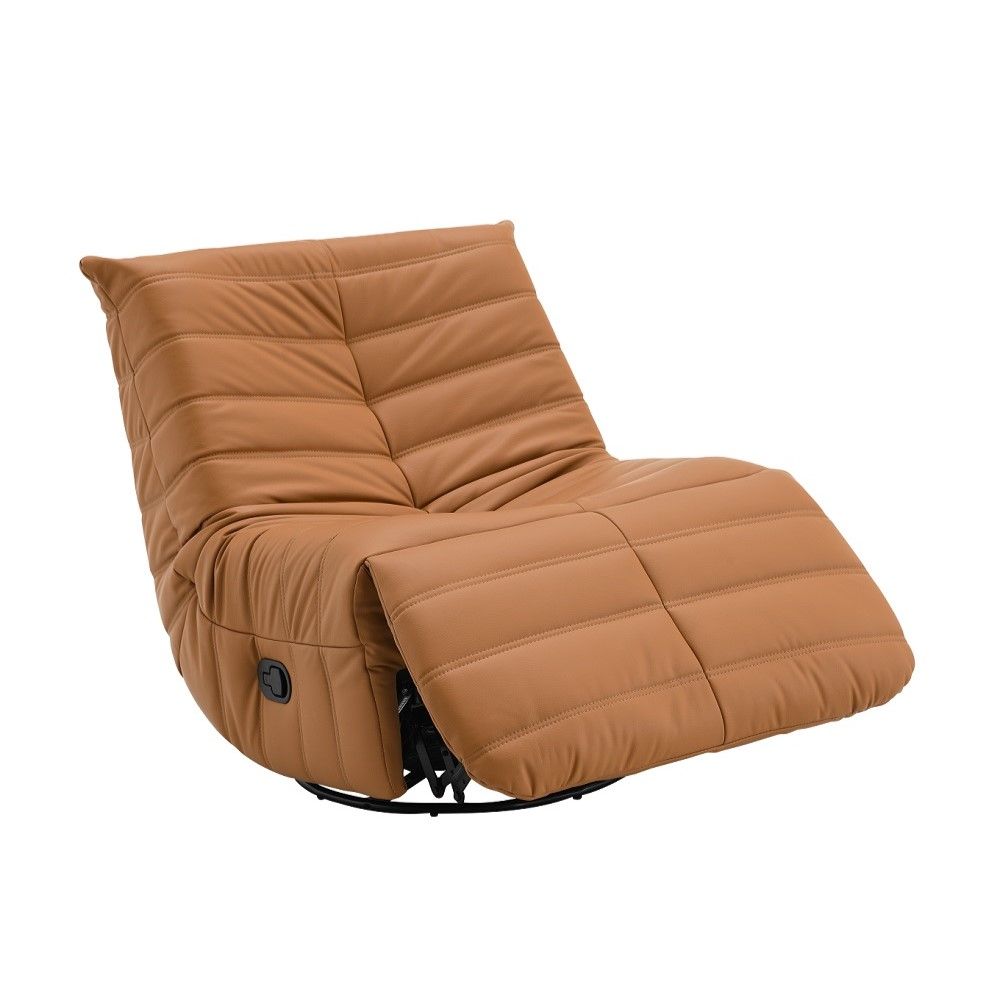 Talmon - Recliner With Swivel - Orange Synthetic Leather, orange, view 4