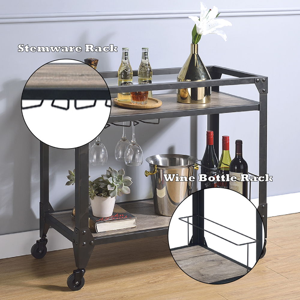 Jorgensen - Serving Cart - Rustic Oak & Charcoal, light brown, view 3