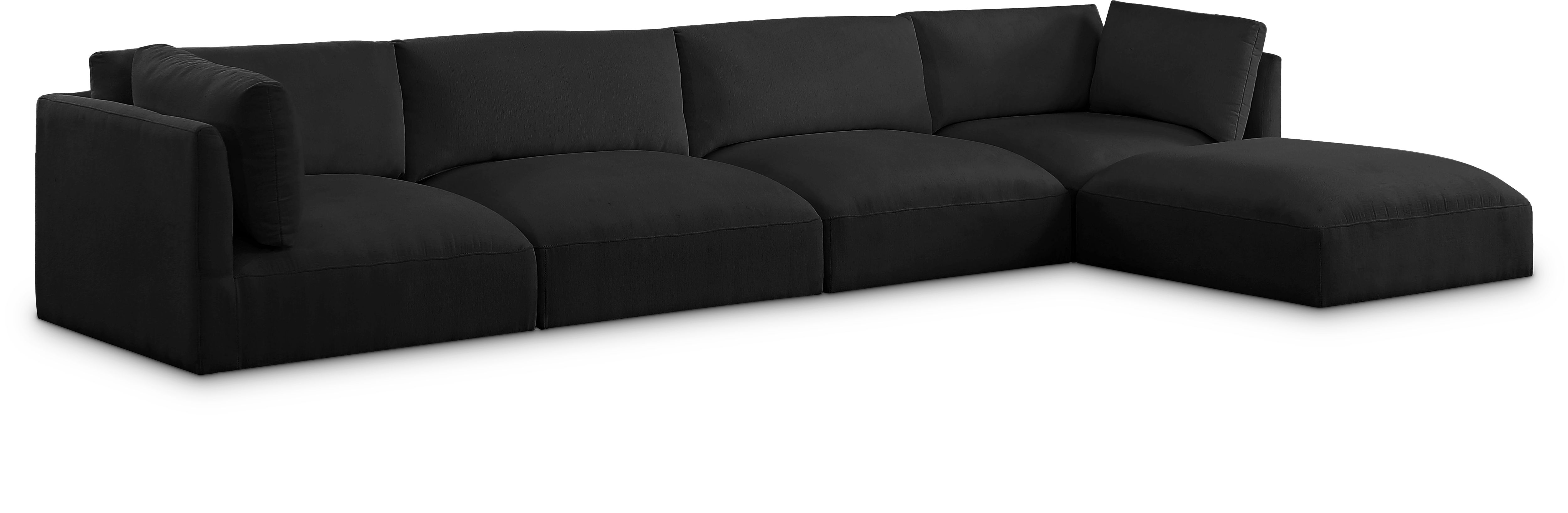 Ease - 5 Piece Modular Sectional With Chaise - Black