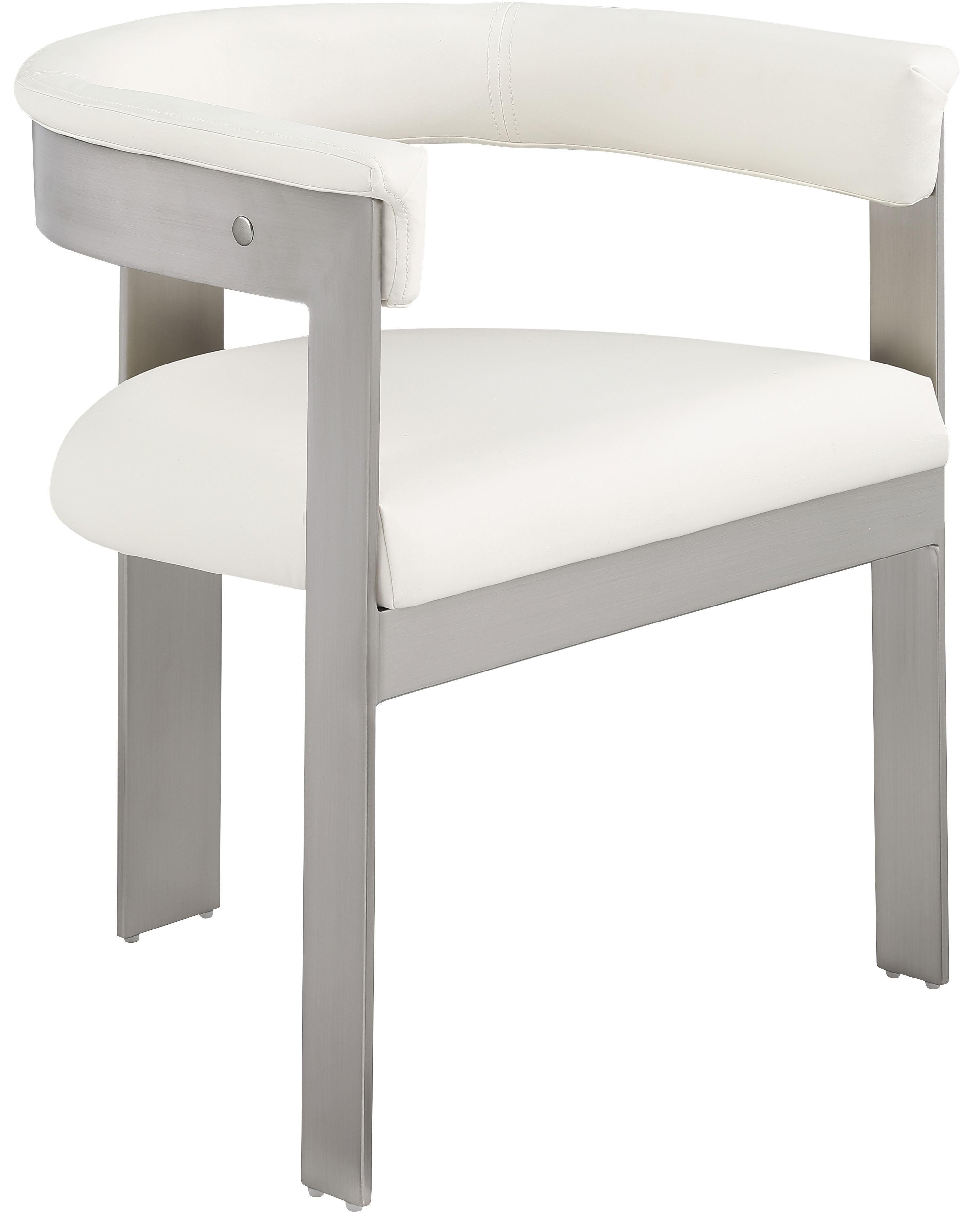 Romeo - Faux Leather Dining Chair With Silver Base (Set of 2) - Cream