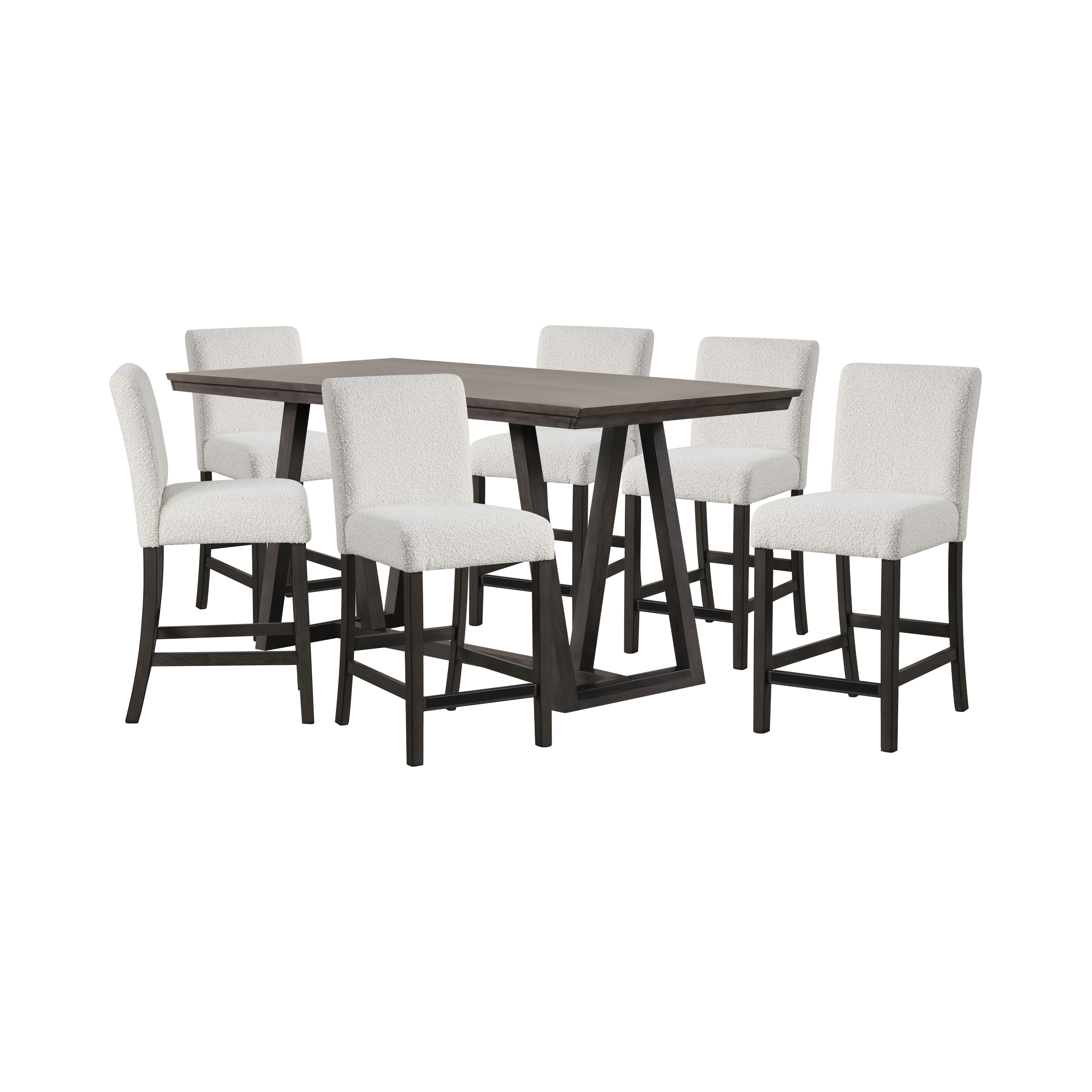 High Line - Counter Table & 6 Chairs - White