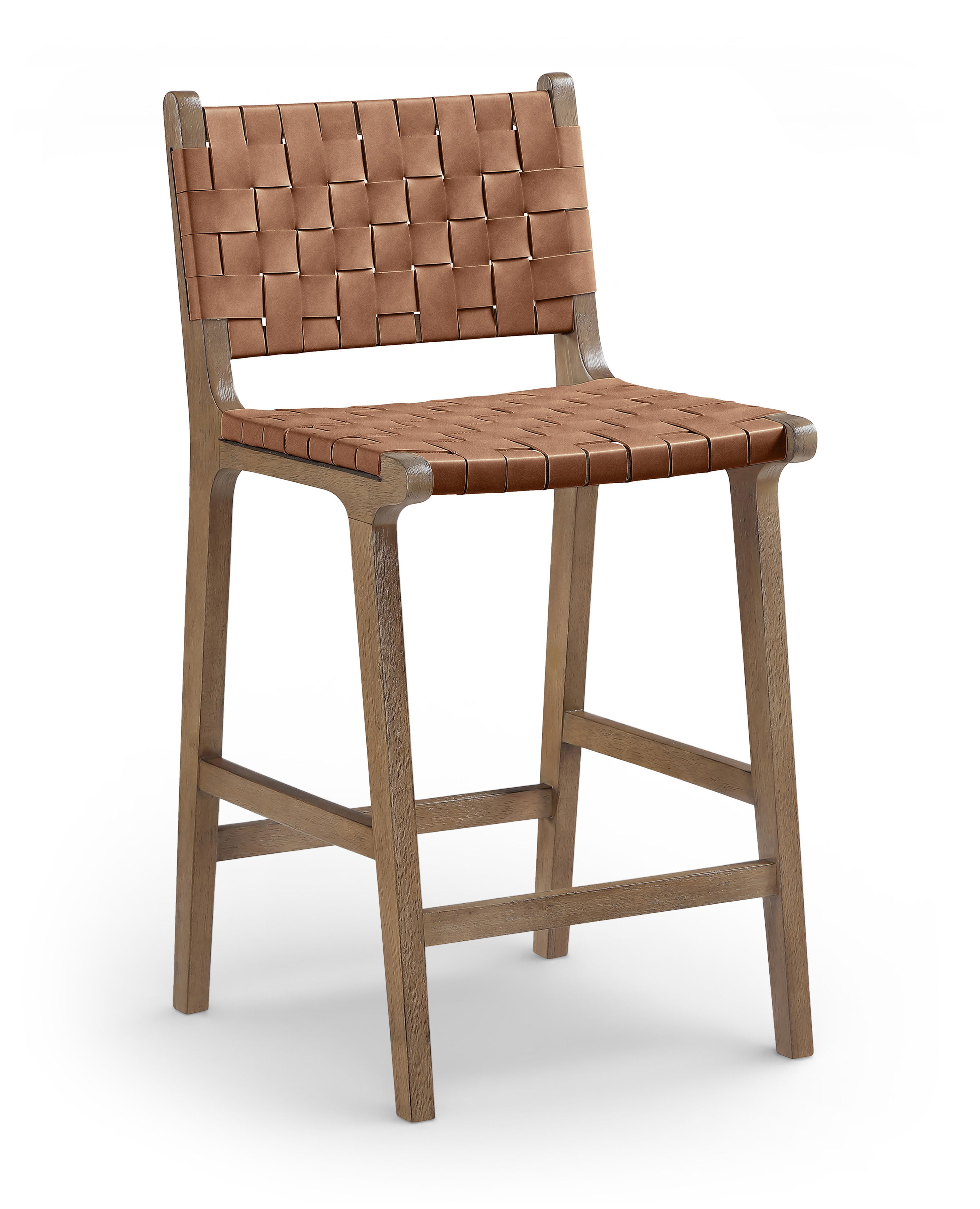 Entwine - Vegan Leather Upholstered Counter Stool - Brown / Painted Brown