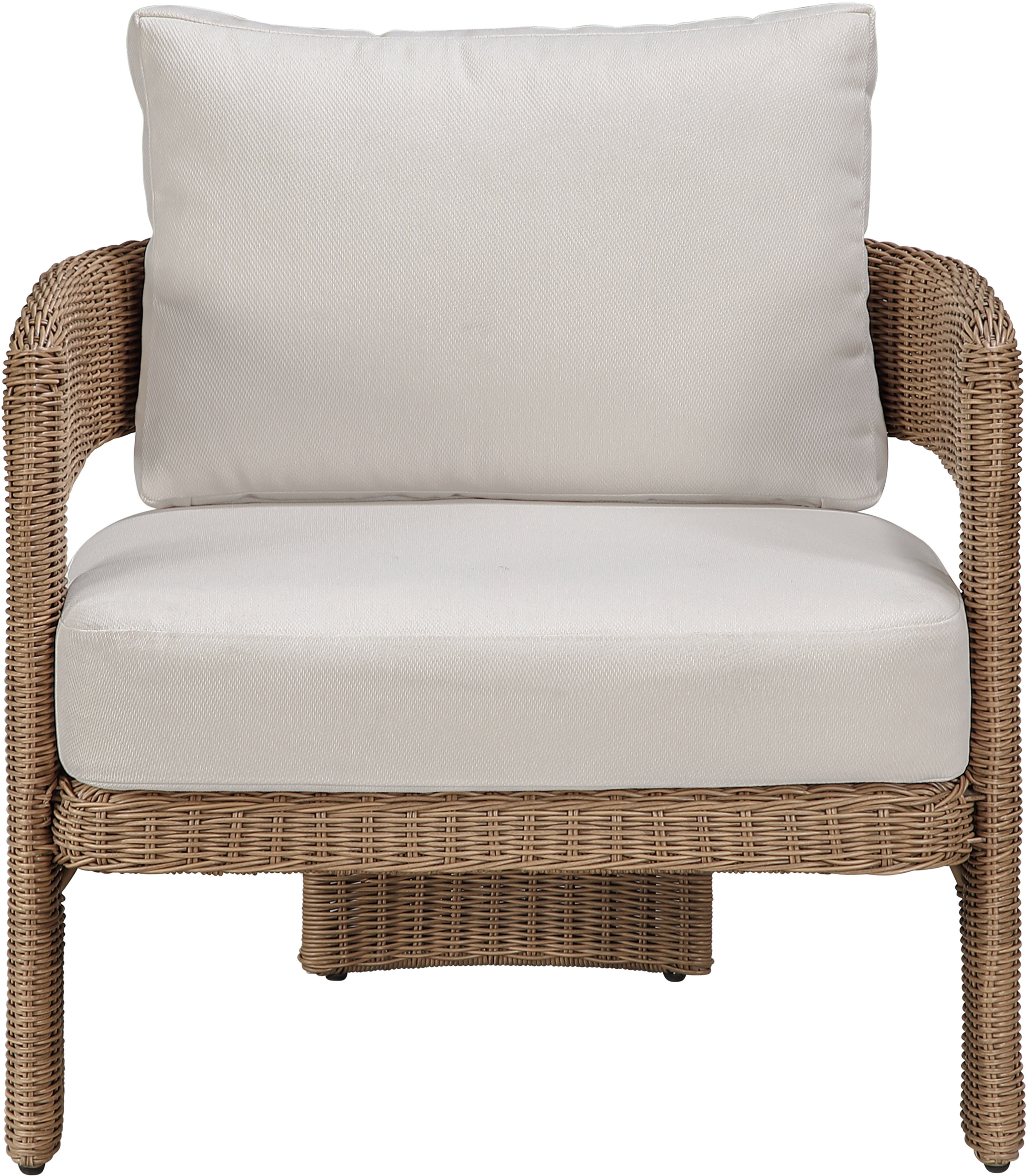 Sandbay - Olefin Water Resistant Fabric And Wicker Outdoor Patio Accent Chair - Beige