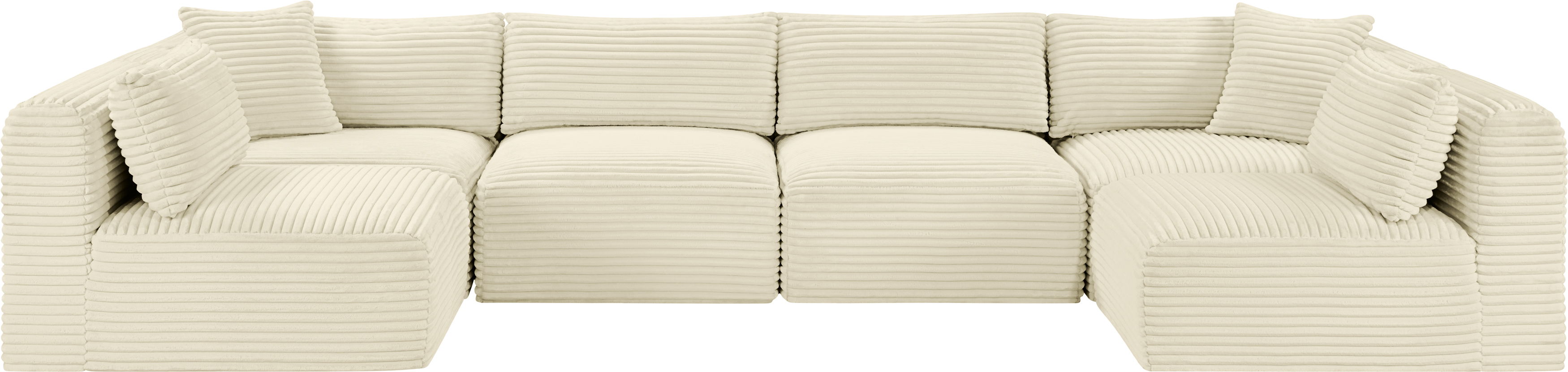 Shaggy - 6 Piece Modular U-Shaped Armless Sectional - Cream