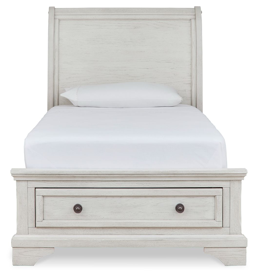Ashley Furniture Robbinsdale - Twin Sleigh Storage Bed - Antique White - Image 5
