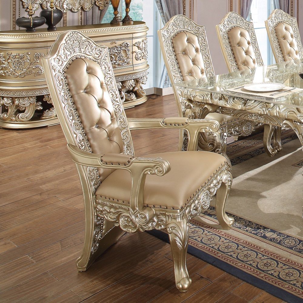 Vatican - Arm Chair (Set of 2) - Synthetic Leather & Champagne Silver, beige, view 6