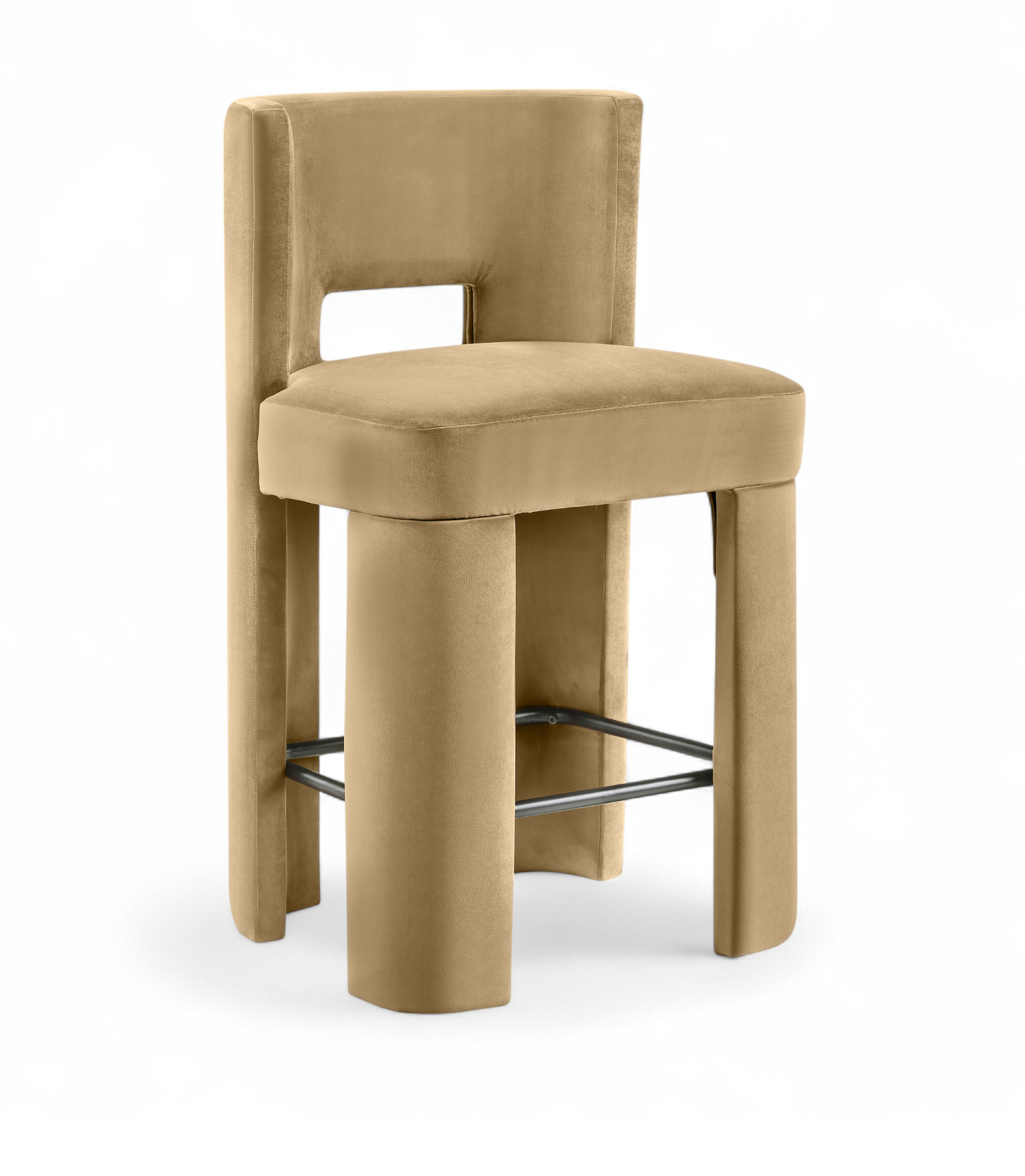 Zuno - Velvet Performance Fabric Upholstered Counter Stool (Set of 2) - Camel